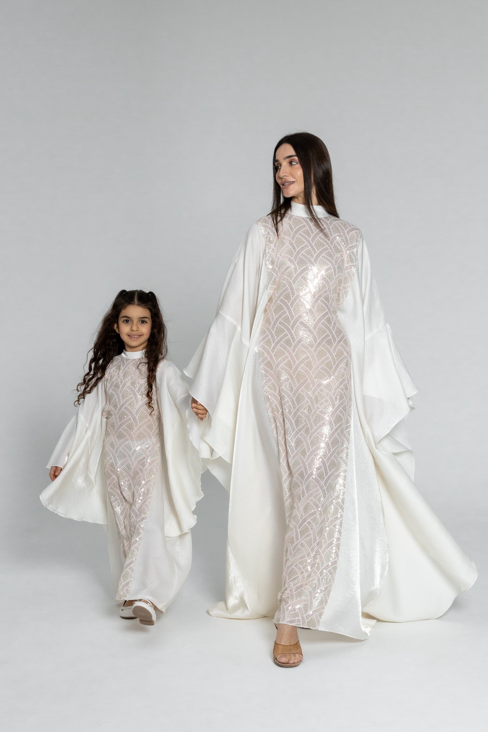 Kids White Embellished Kaftan
