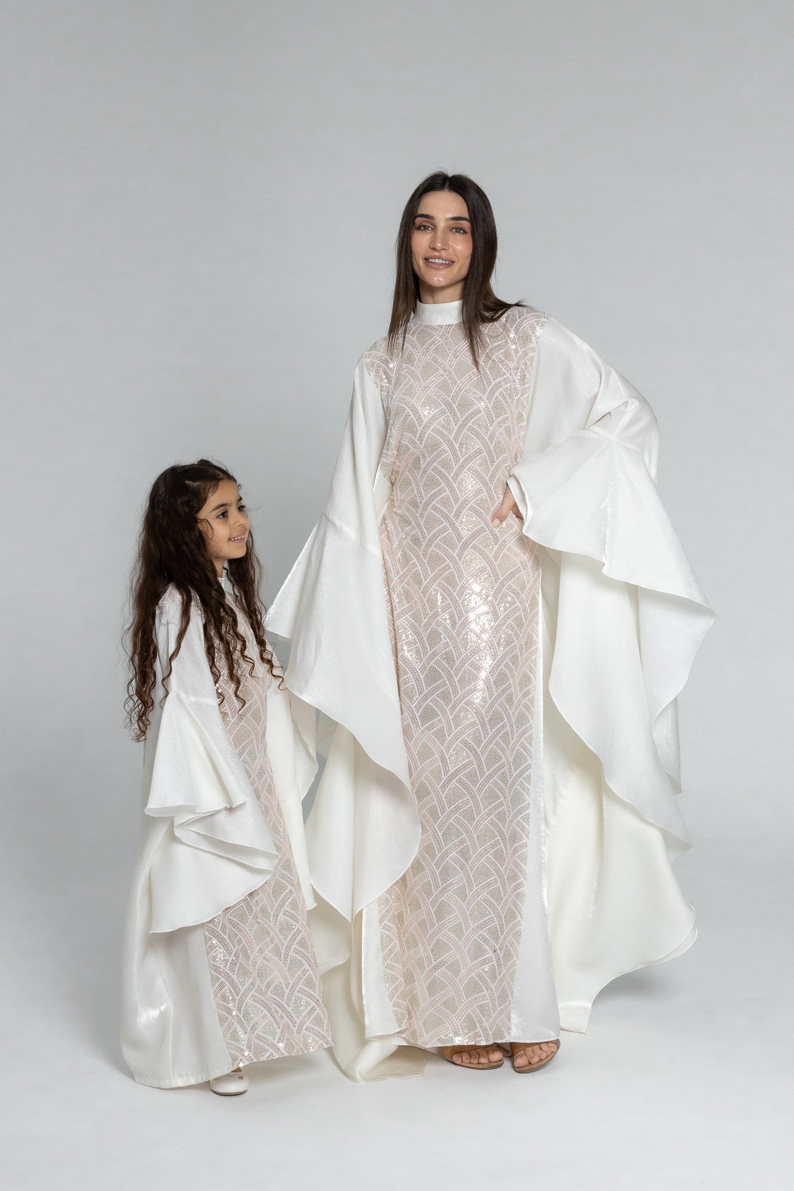 Kids White Embellished Kaftan