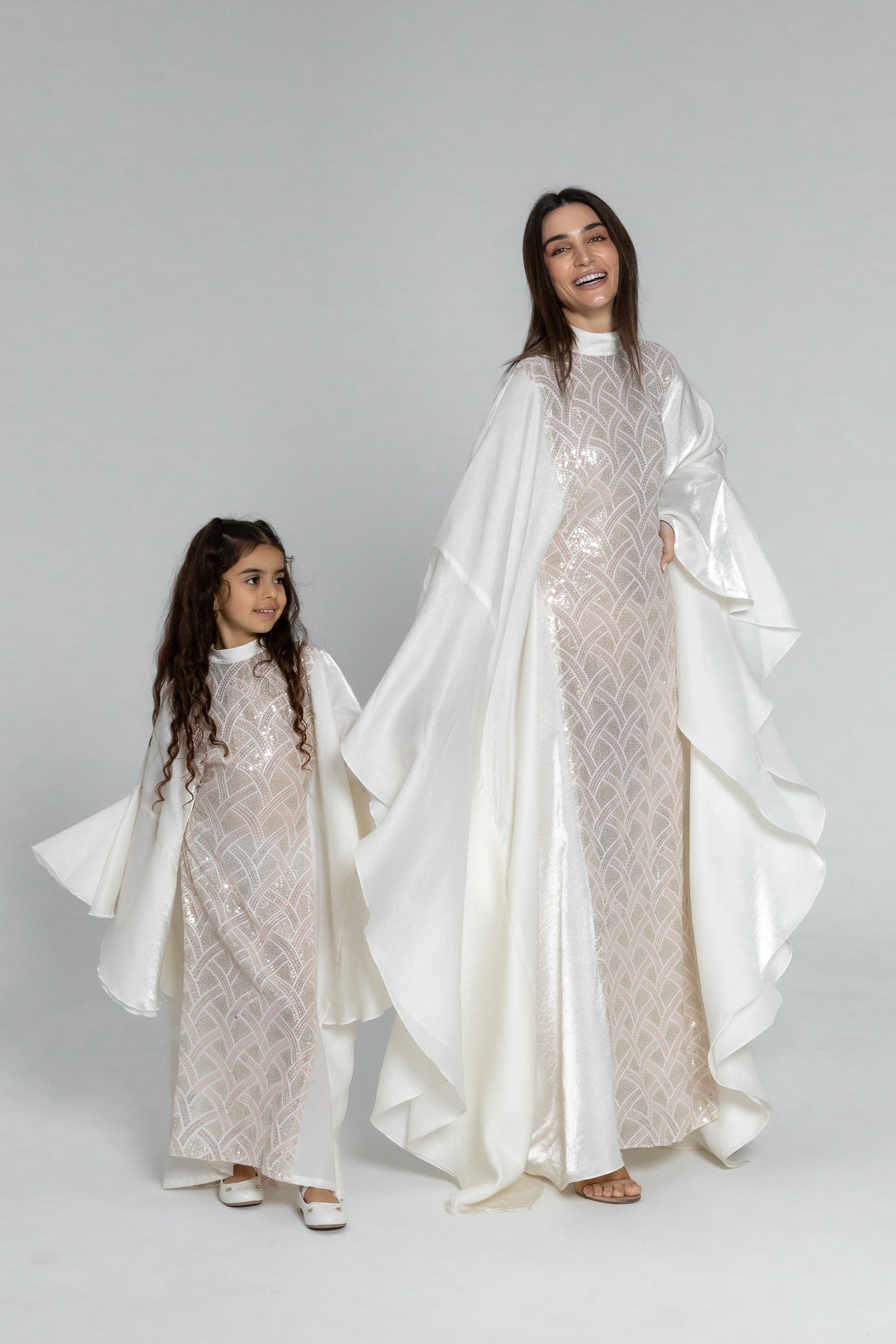 Kids White Embellished Kaftan