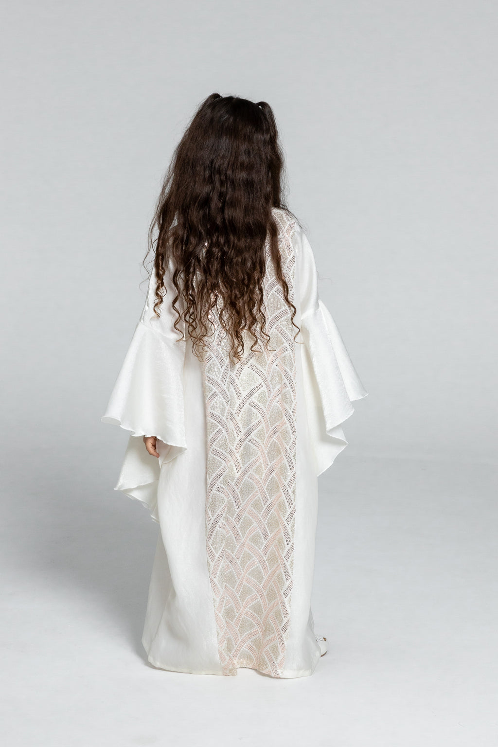 Kids White Embellished Kaftan