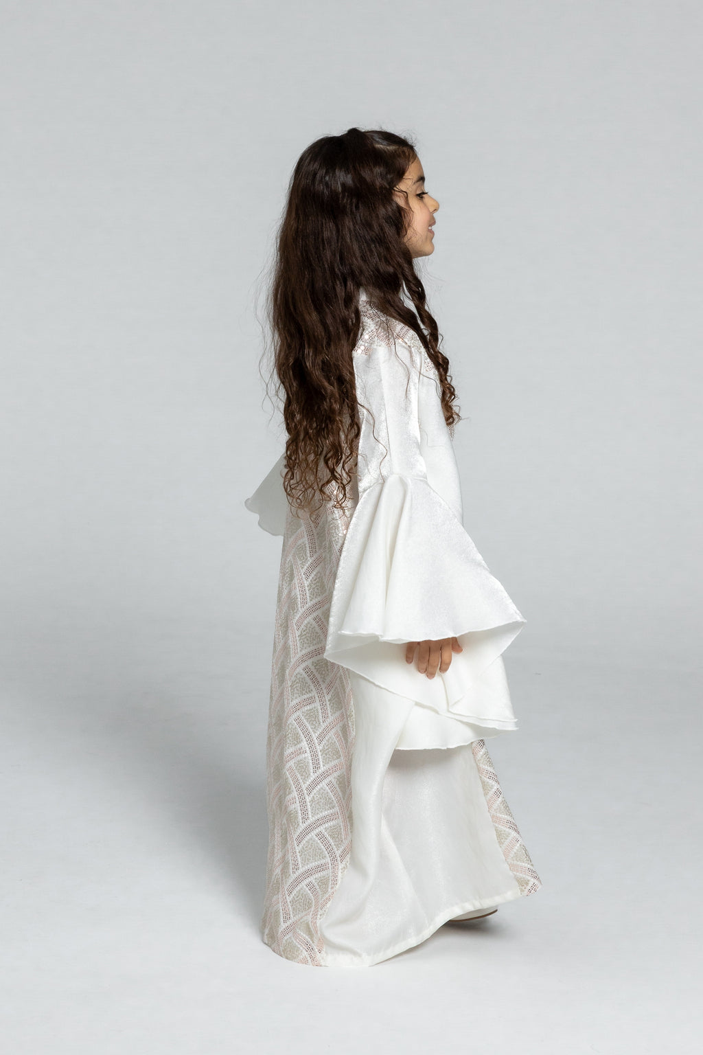 Kids White Embellished Kaftan