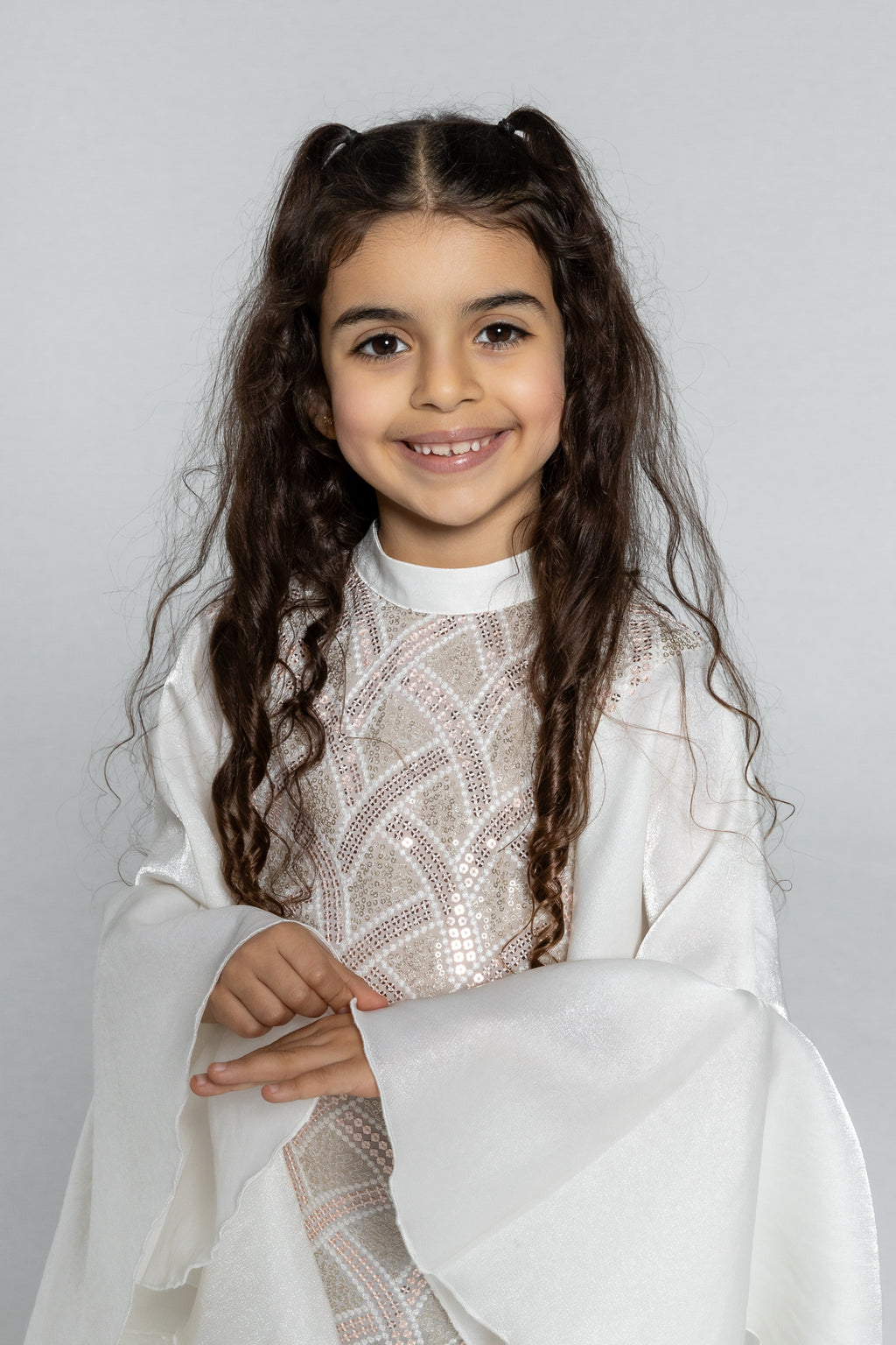 Kids White Embellished Kaftan