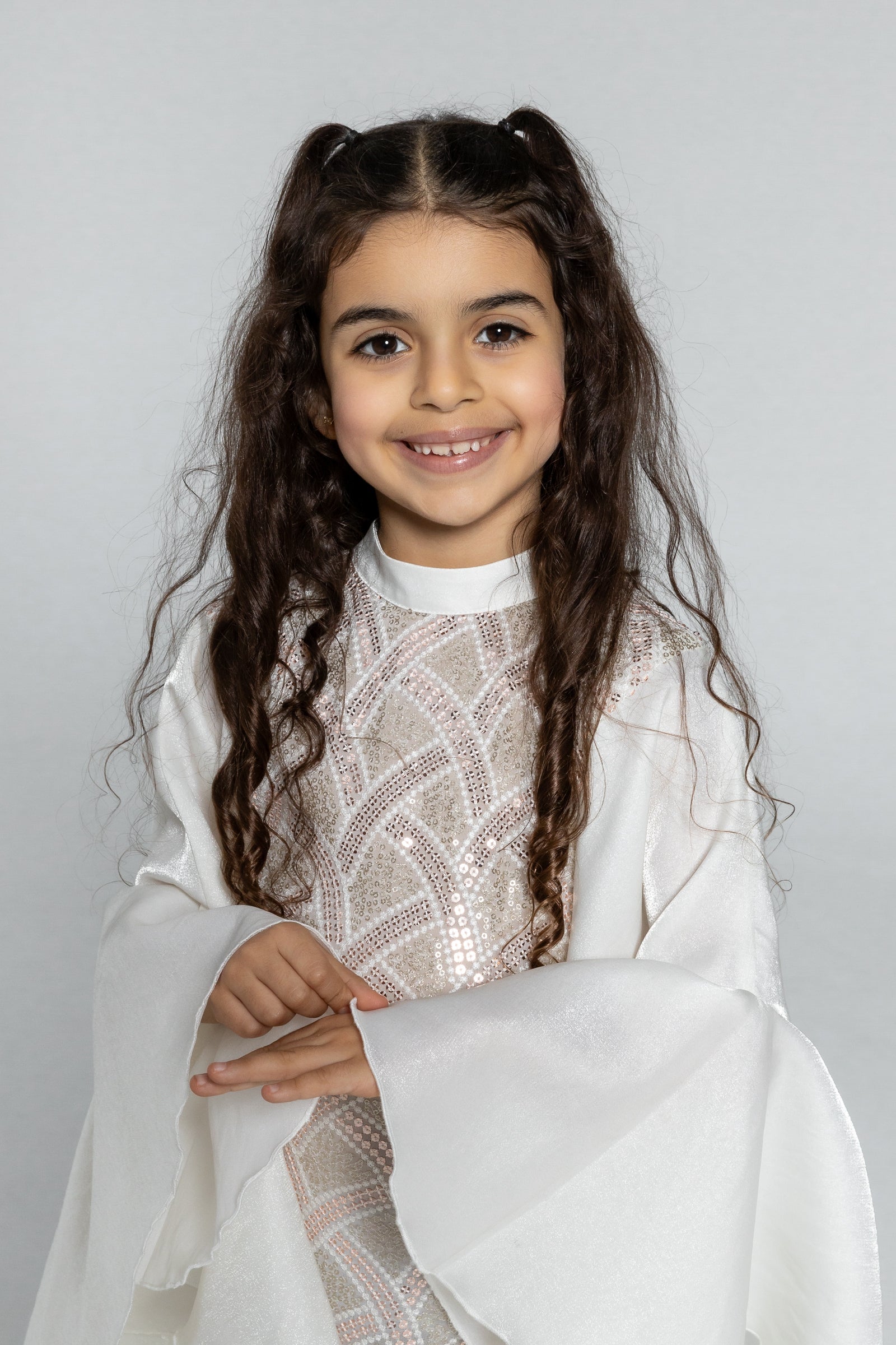 Kids White Embellished Kaftan