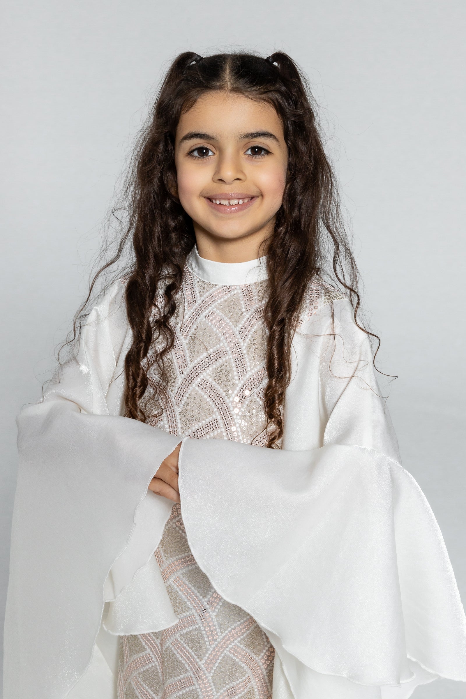 Kids White Embellished Kaftan