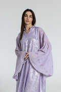 Shimmery Lilac Dress with Embellished Sleeves