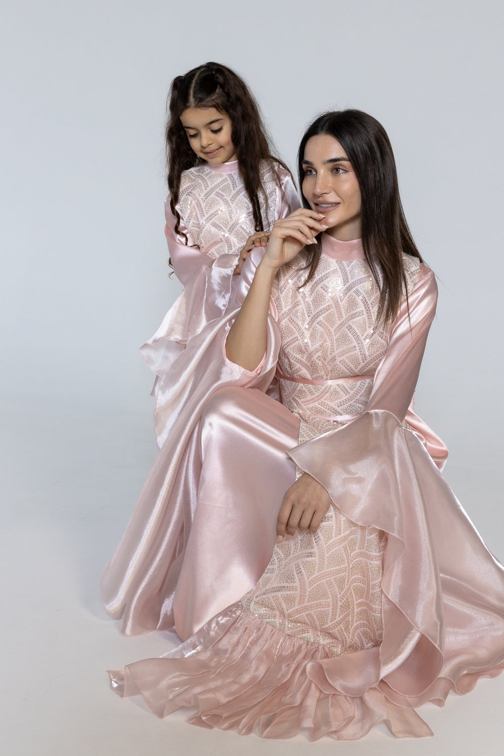 Kids Pink Embellished Kaftan