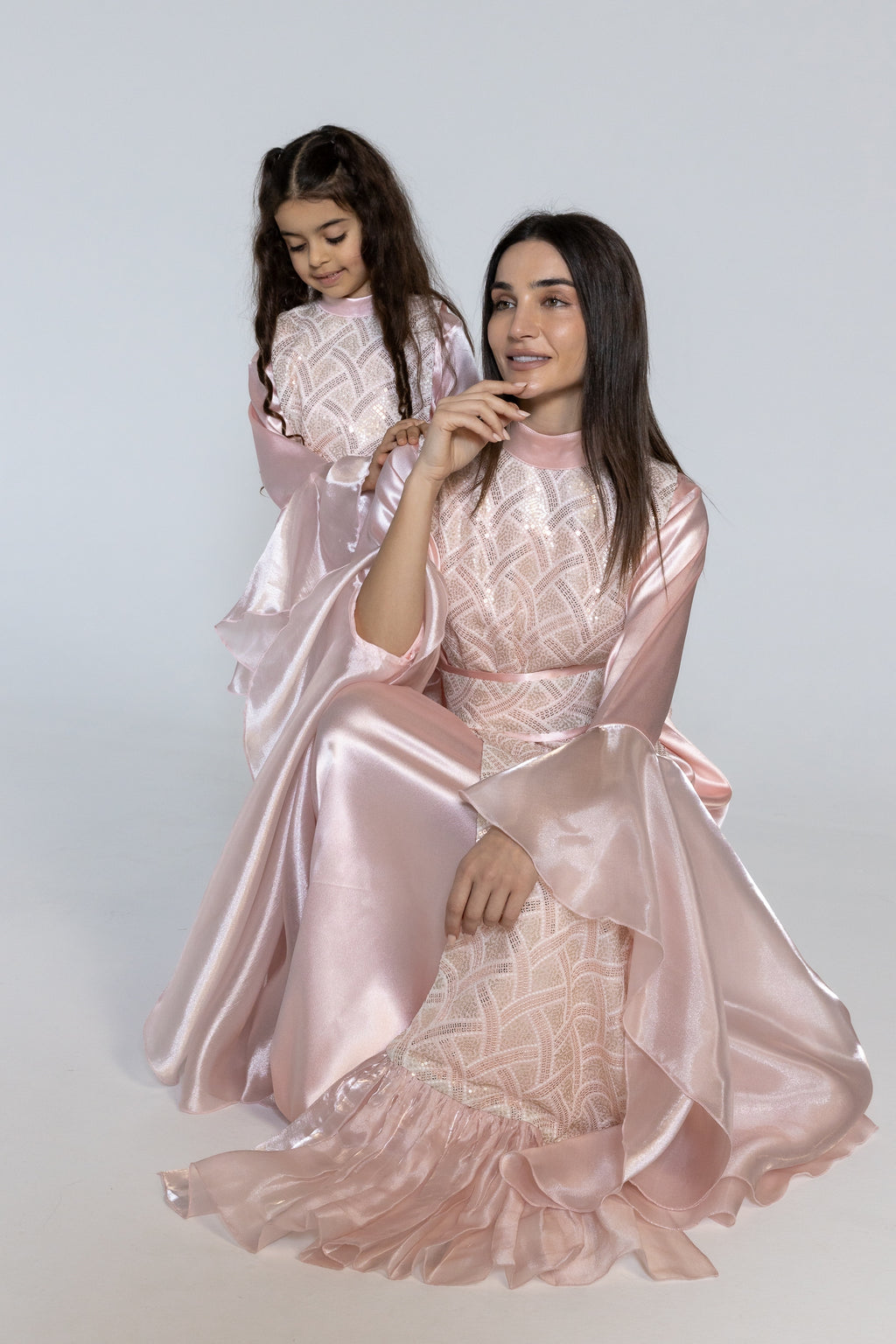 Kids Pink Embellished Kaftan