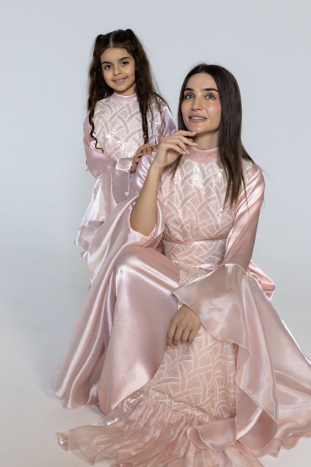 Kids Pink Embellished Kaftan