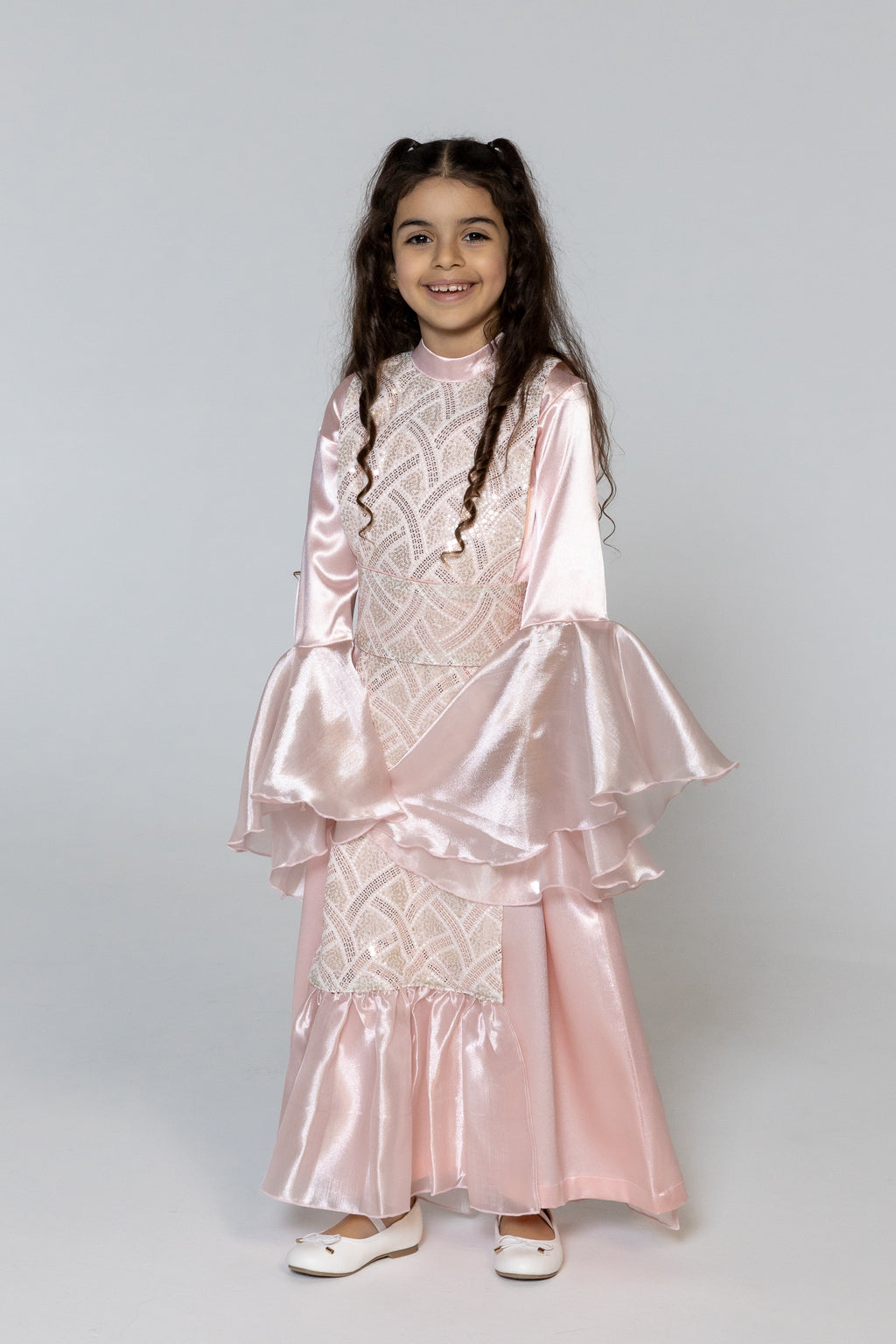 Kids Pink Embellished Kaftan