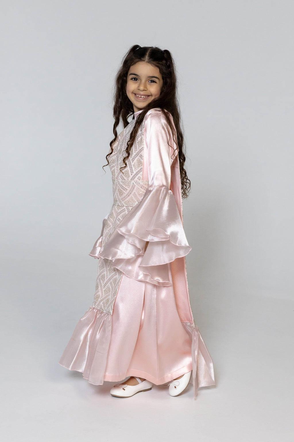 Kids Pink Embellished Kaftan