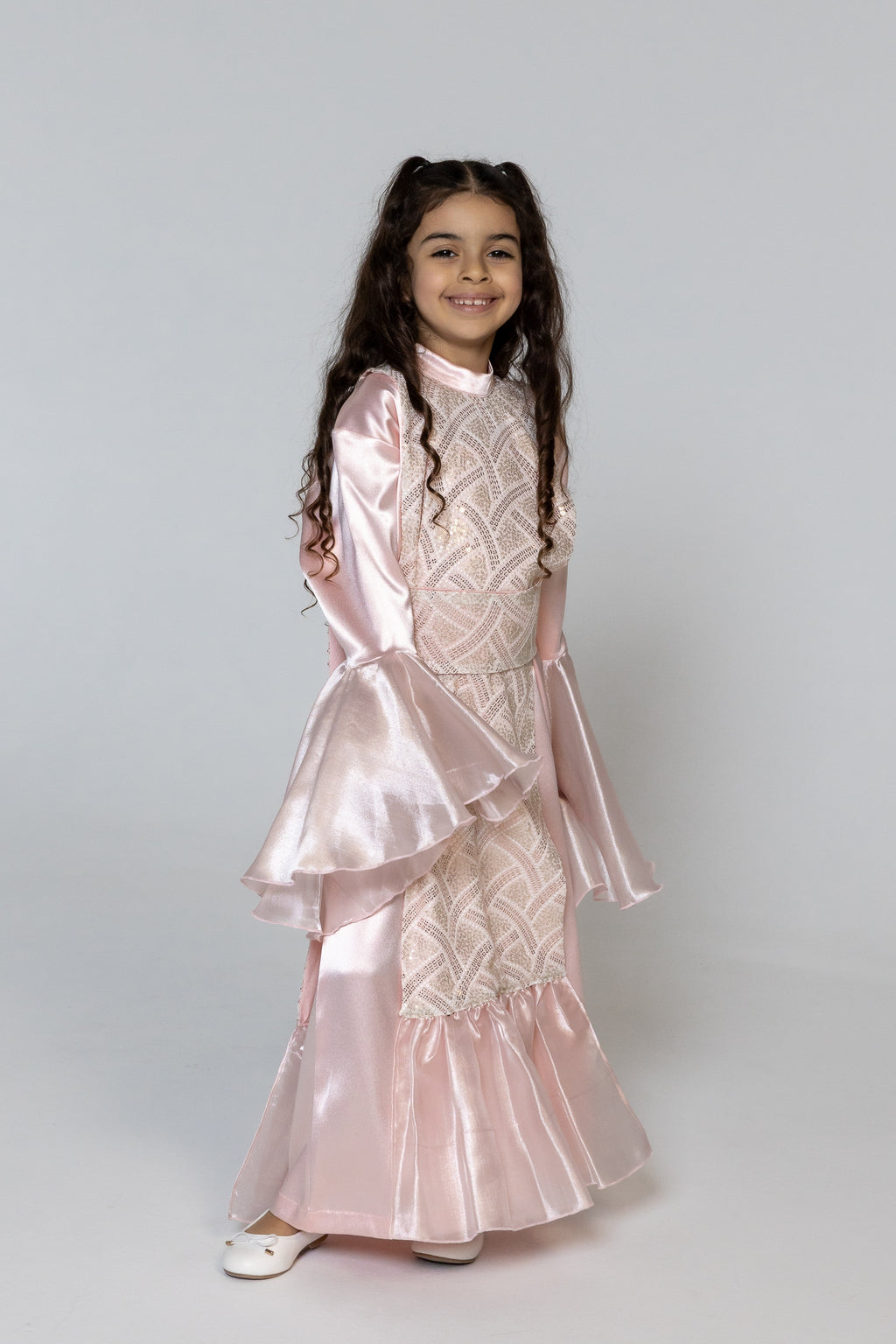 Kids Pink Embellished Kaftan