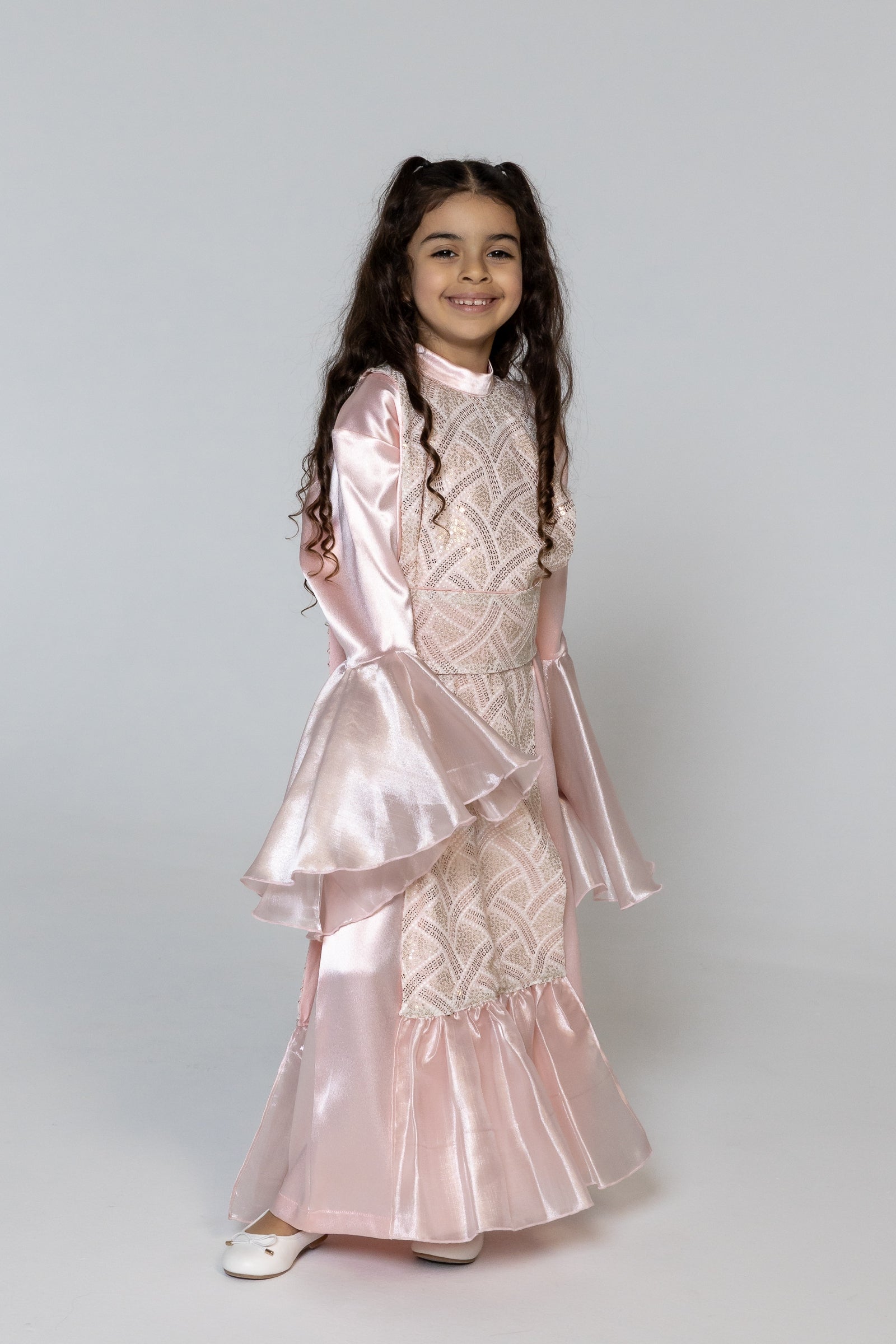 Kids Pink Embellished Kaftan