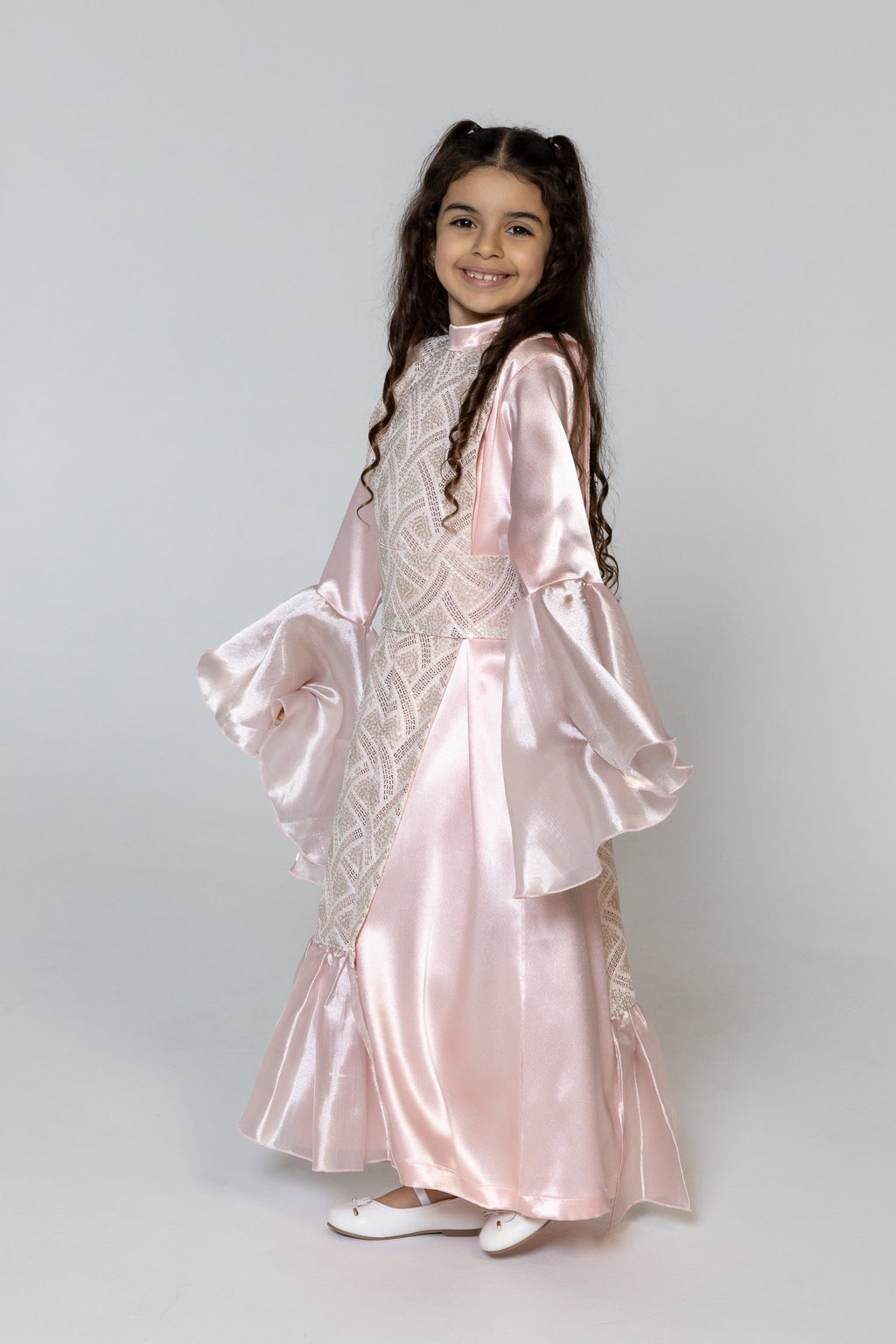 Kids Pink Embellished Kaftan