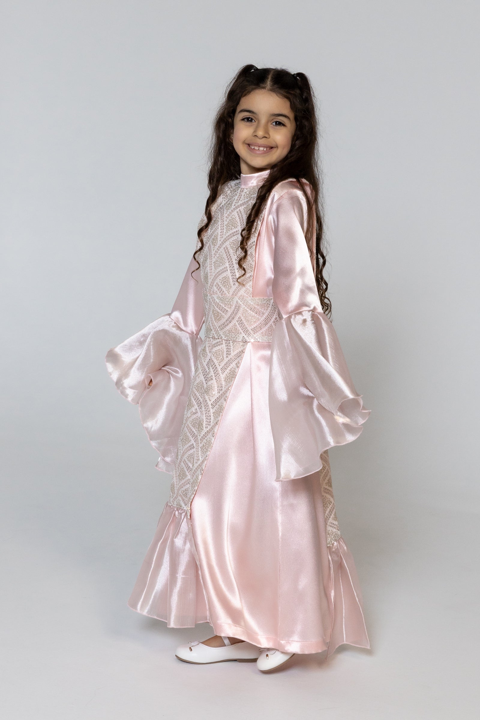 Kids Pink Embellished Kaftan