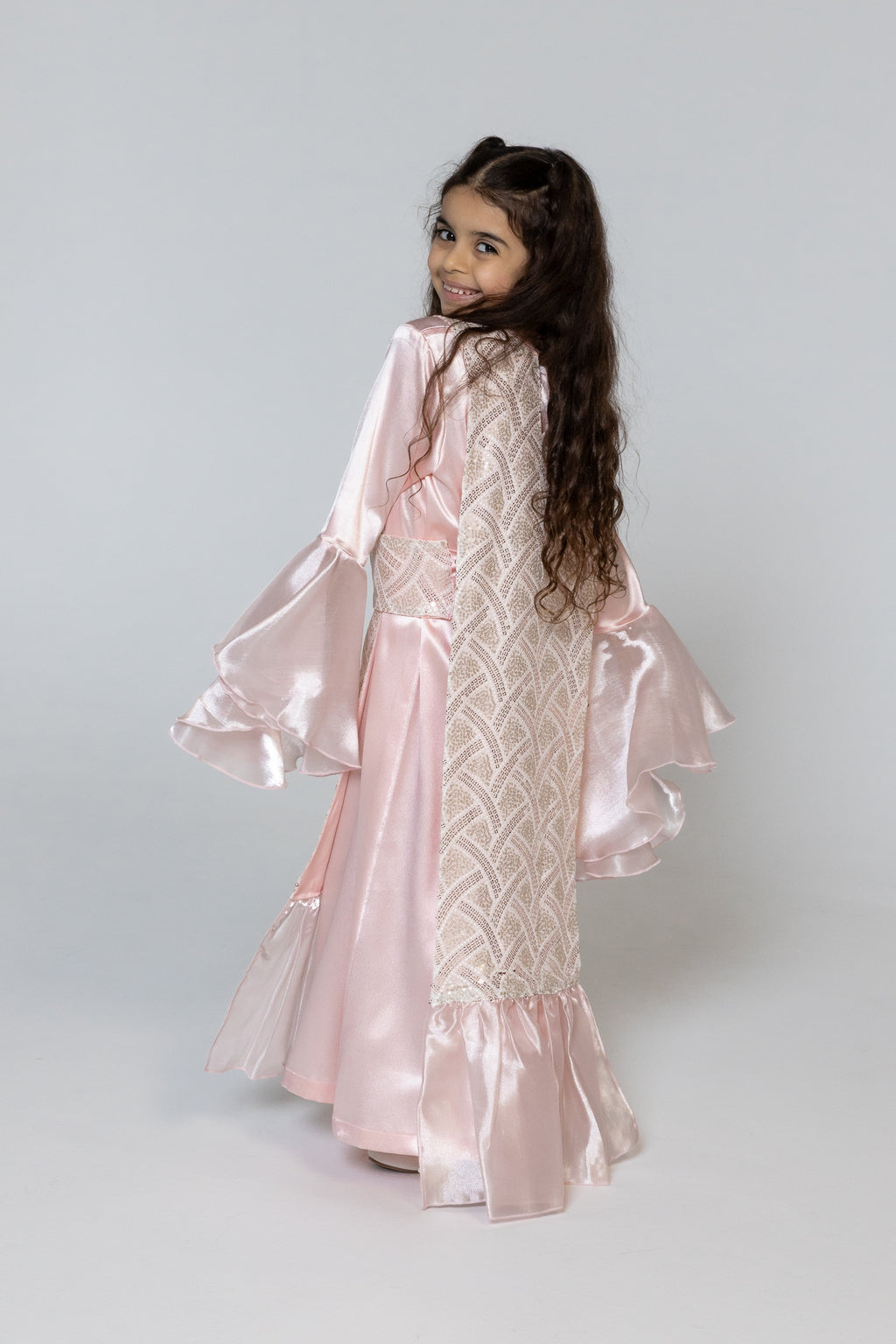 Kids Pink Embellished Kaftan