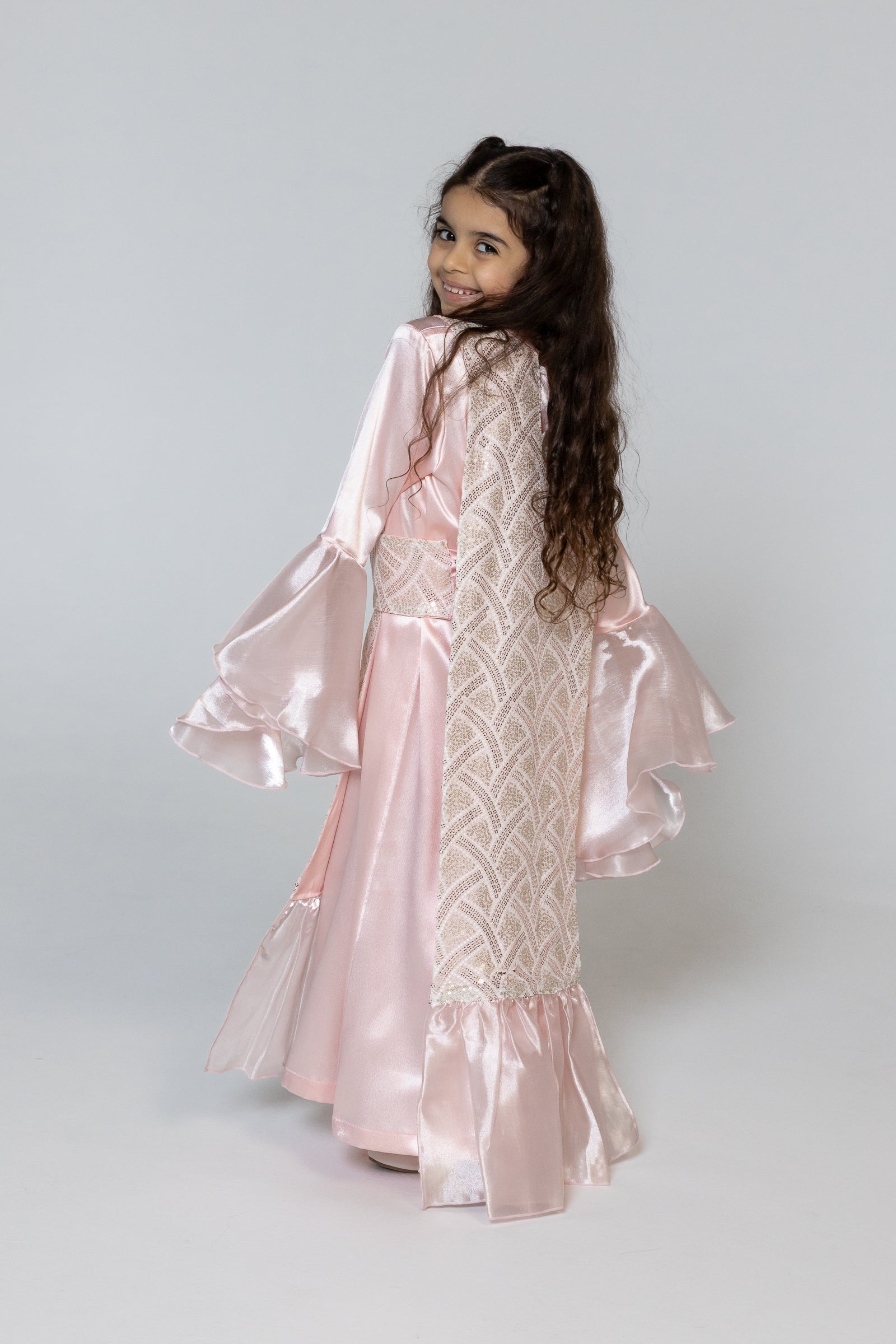 Kids Pink Embellished Kaftan