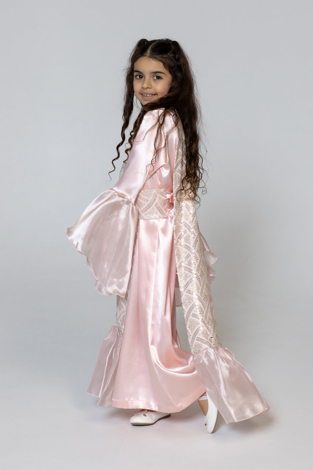 Kids Pink Embellished Kaftan
