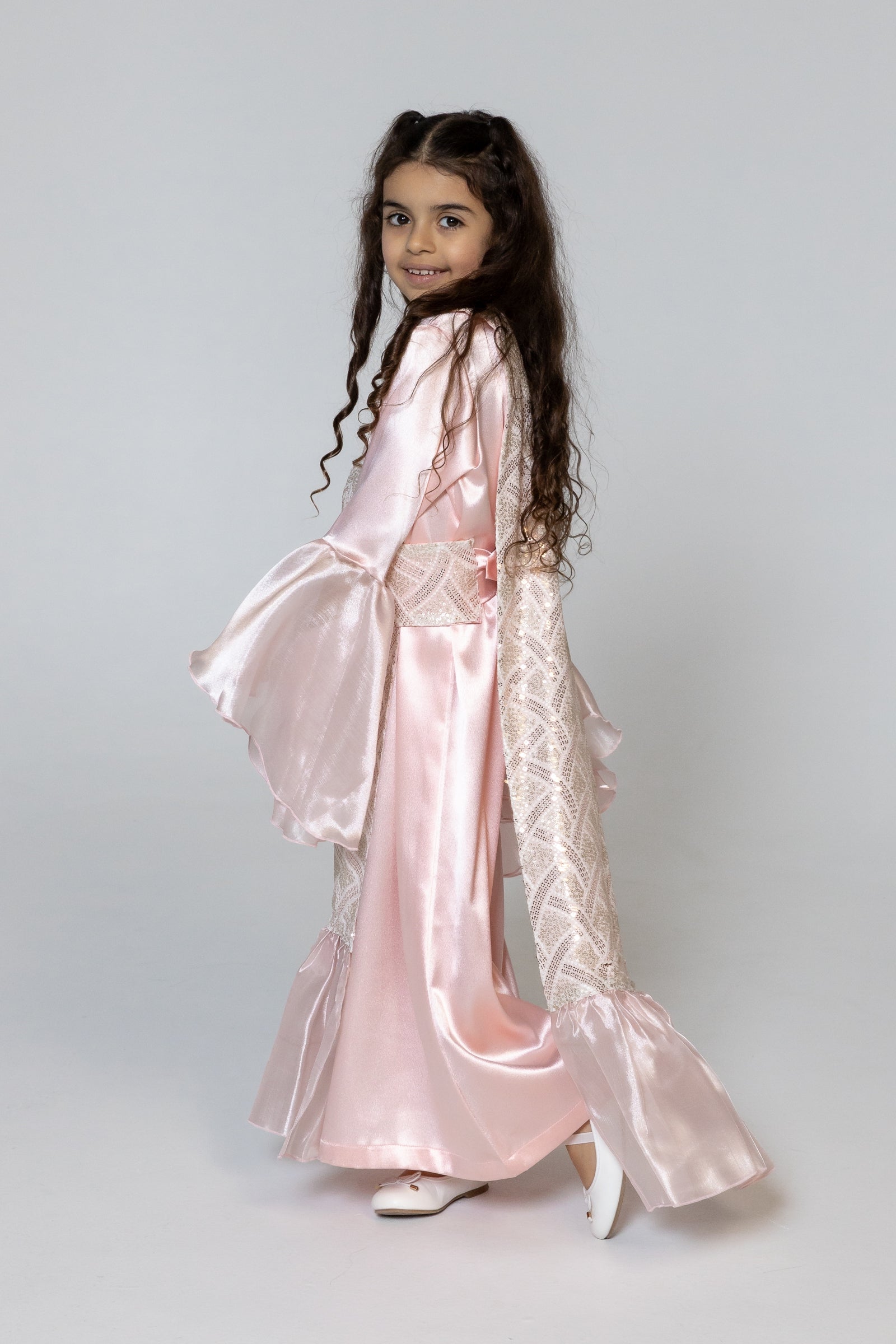Kids Pink Embellished Kaftan