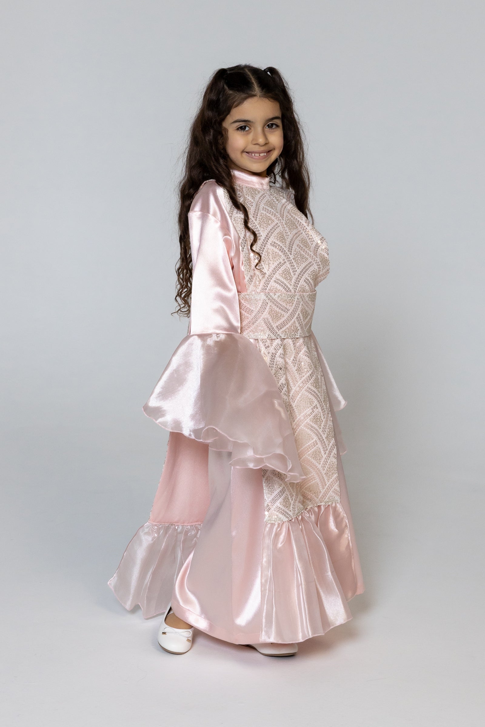 Kids Pink Embellished Kaftan