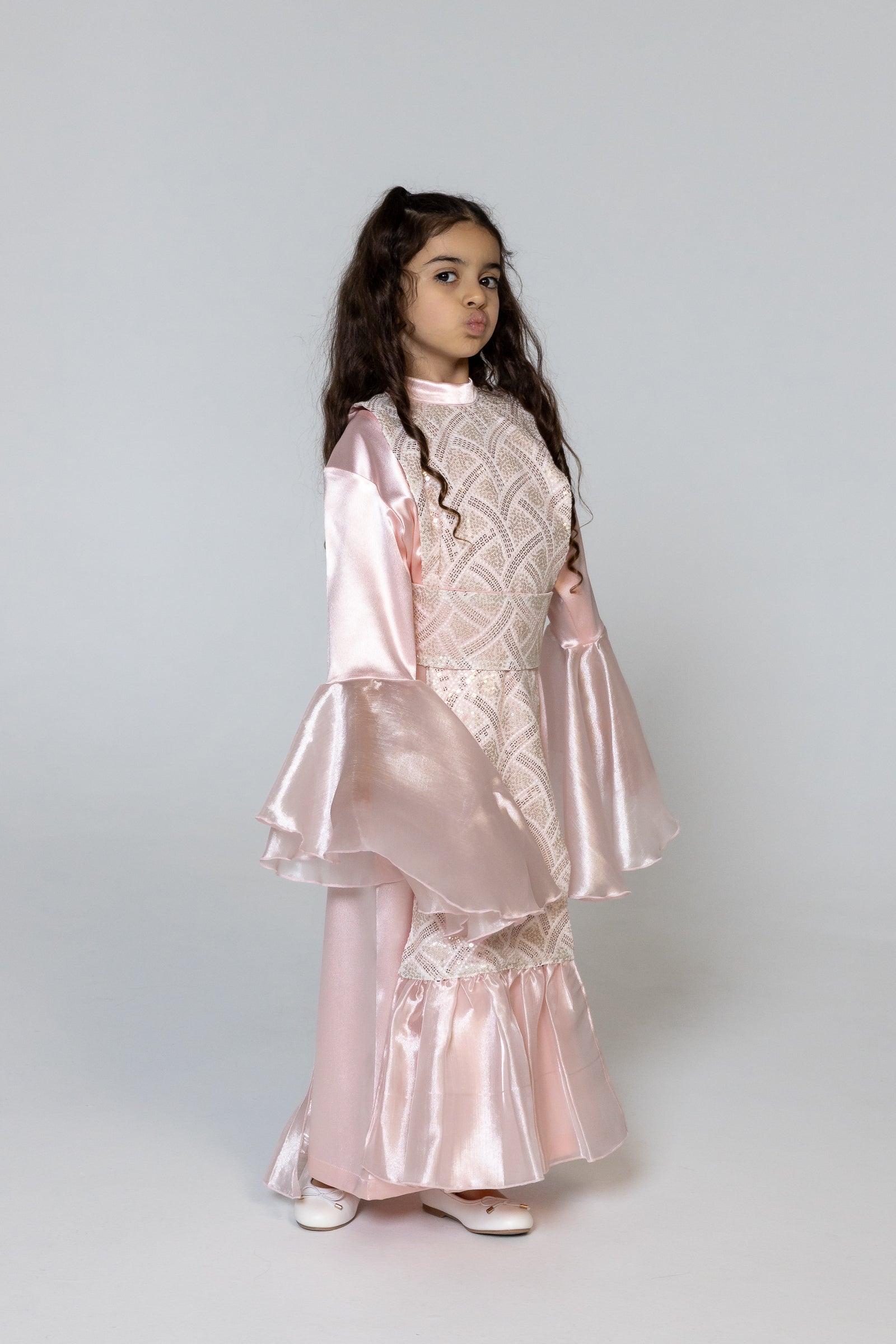 Kids Pink Embellished Kaftan
