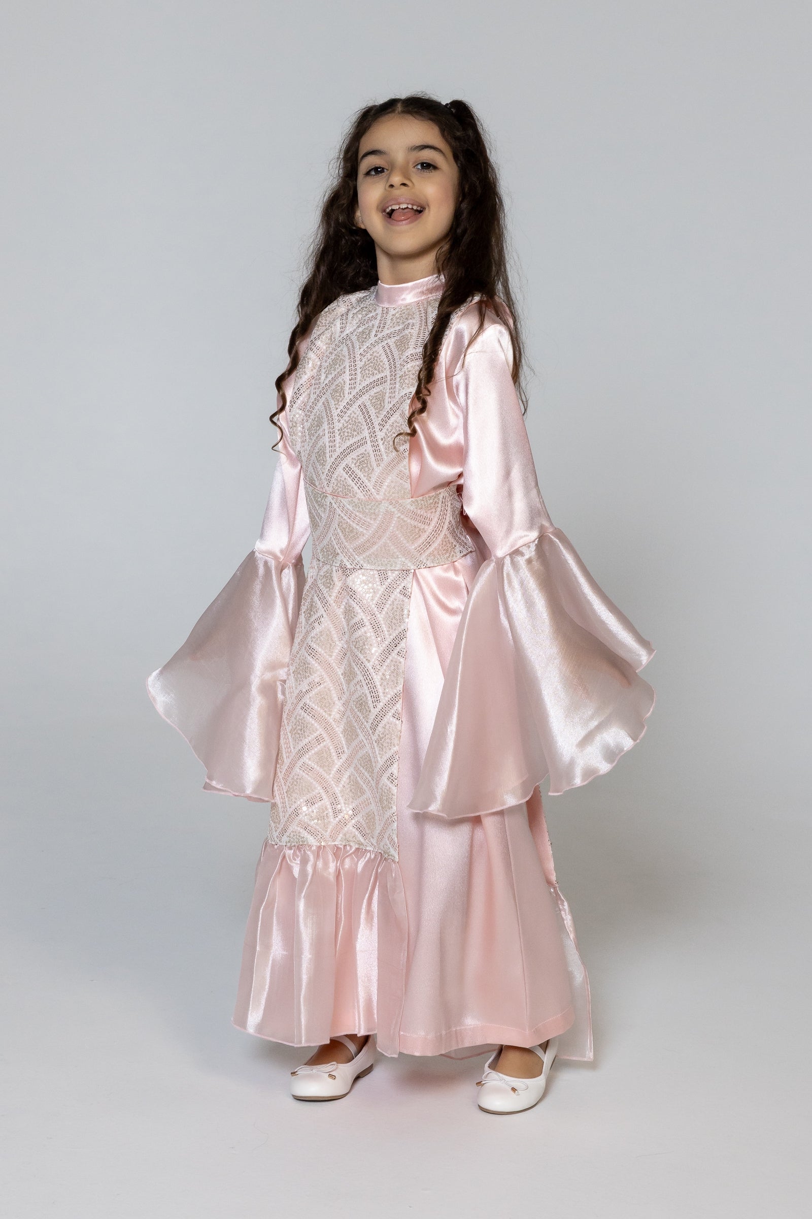 Kids Pink Embellished Kaftan