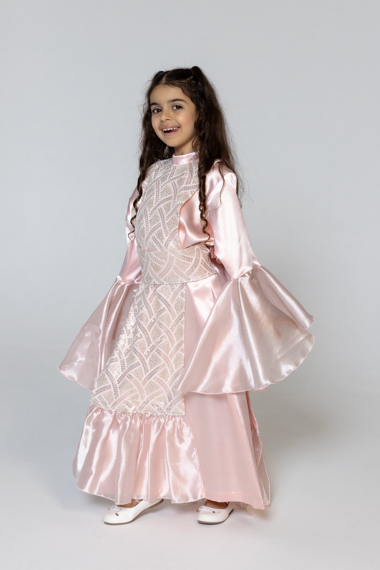 Kids Pink Embellished Kaftan