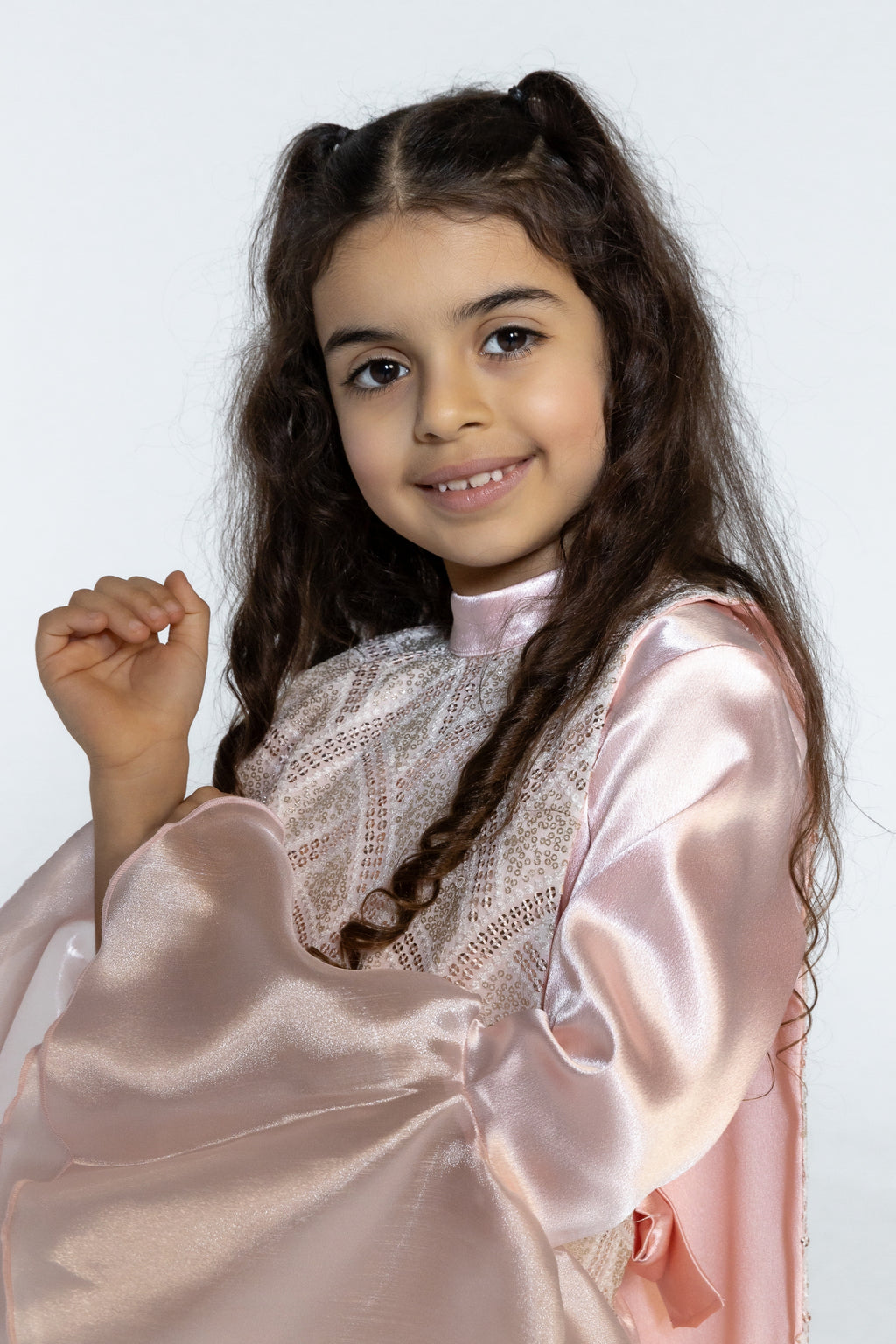 Kids Pink Embellished Kaftan