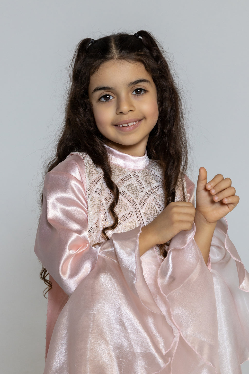 Kids Pink Embellished Kaftan