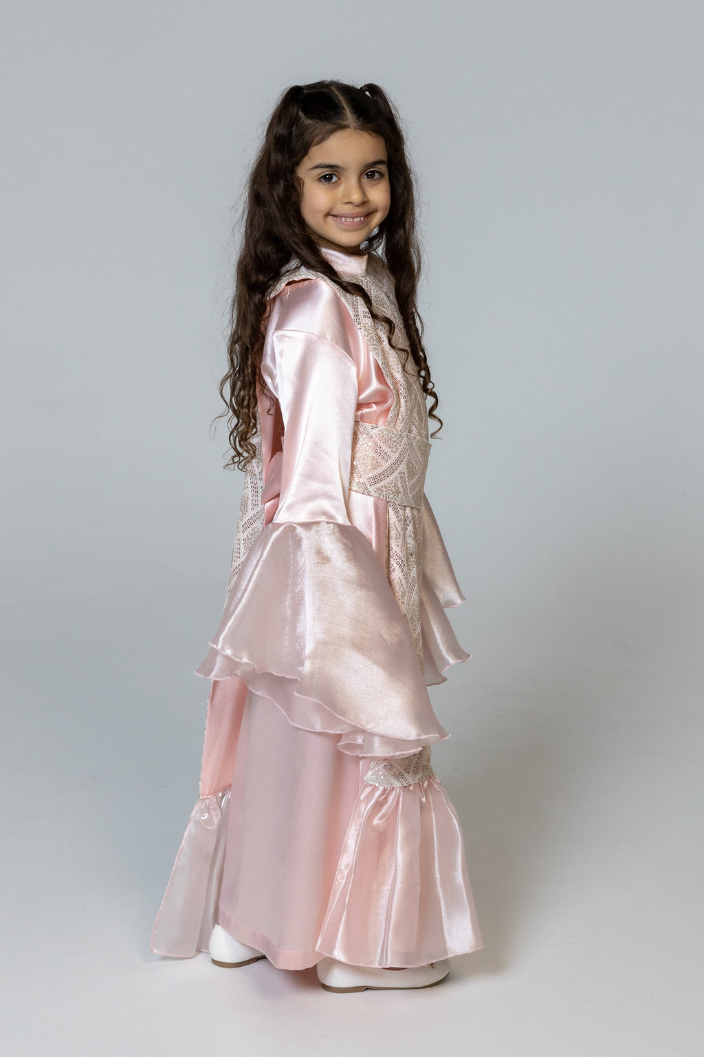 Kids Pink Embellished Kaftan
