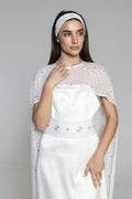 Dress with Embroidered Sheer Cape