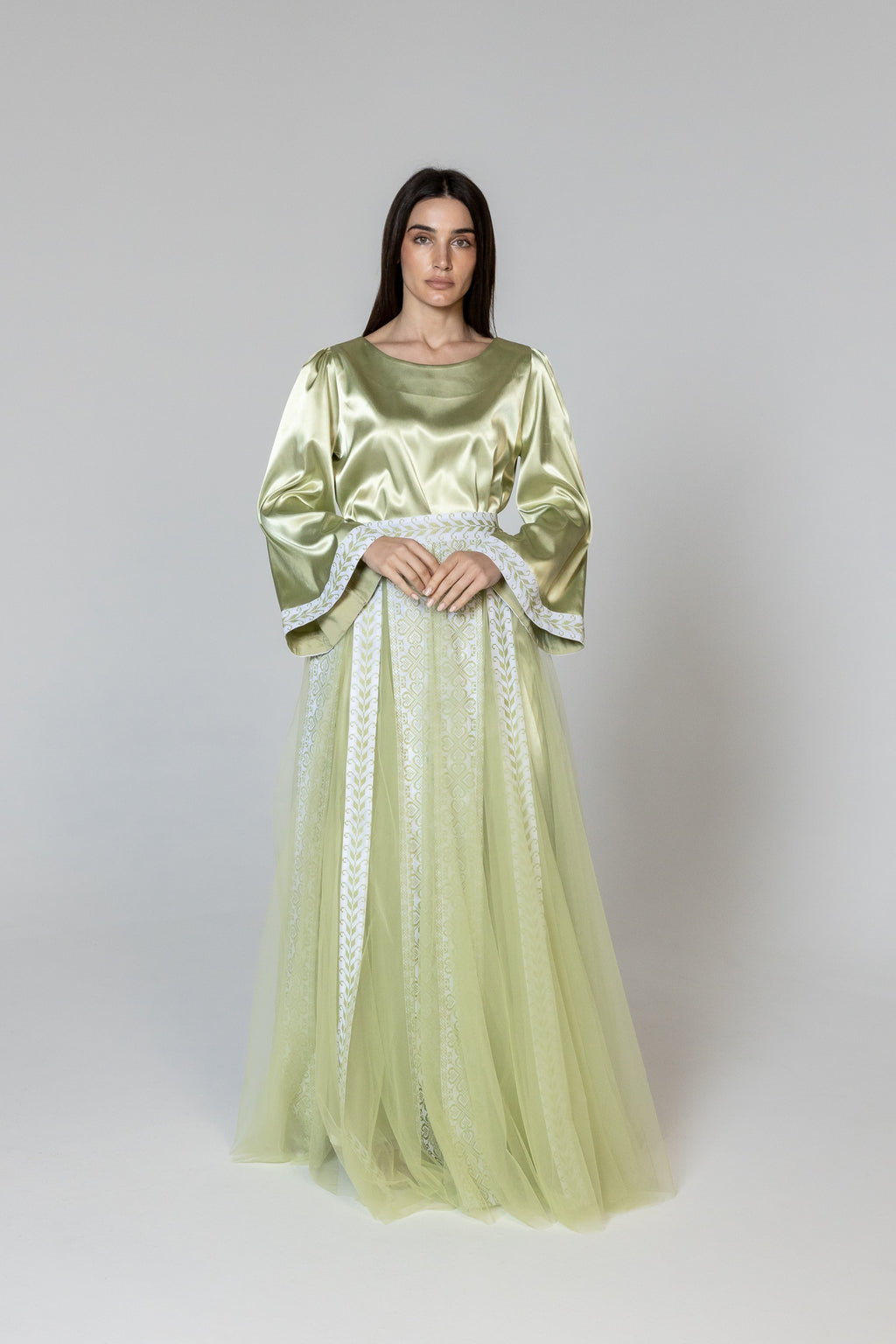 Lime Green Dress with Detachable Sheer Skirt