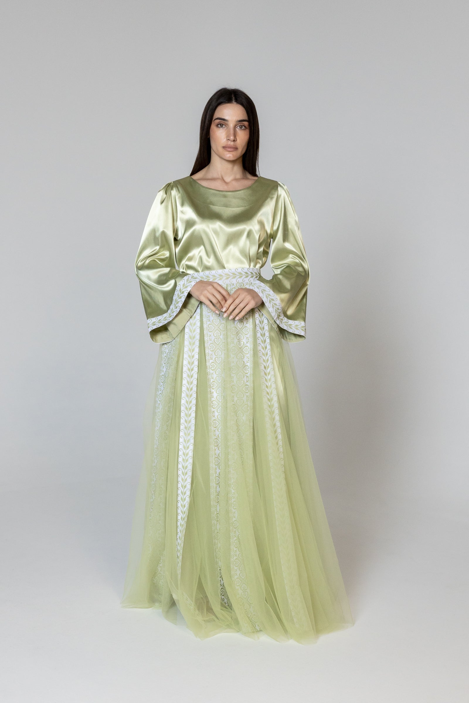 Lime Green Dress with Detachable Sheer Skirt