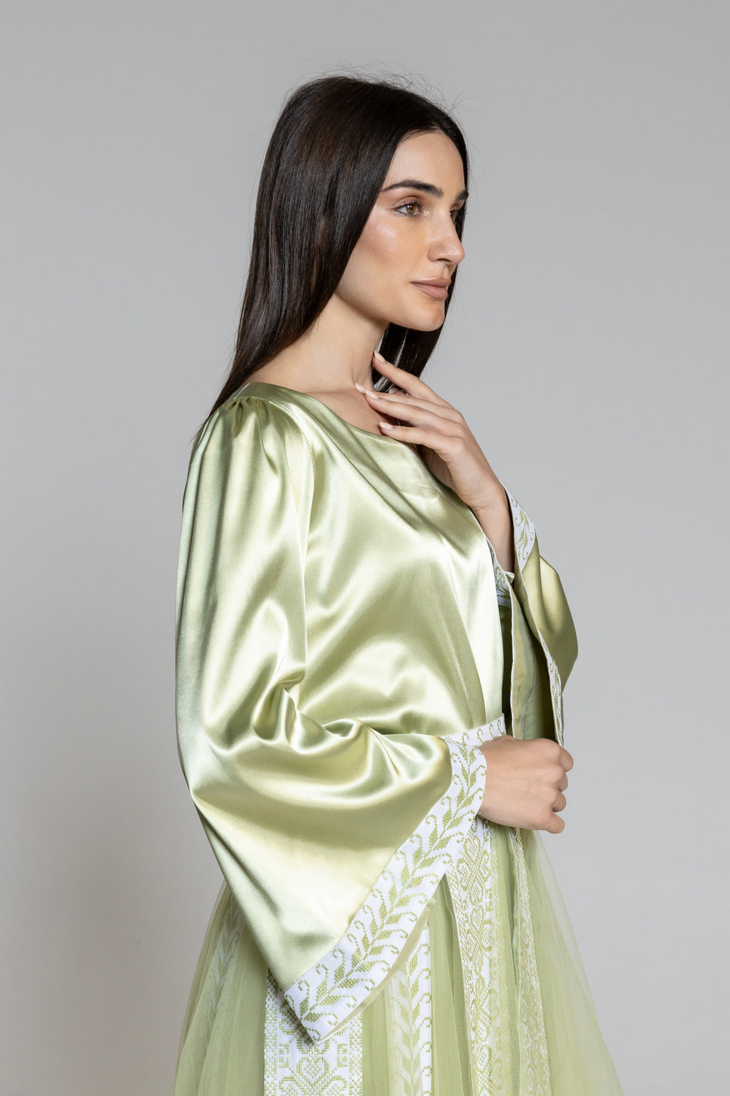 Lime Green Dress with Detachable Sheer Skirt