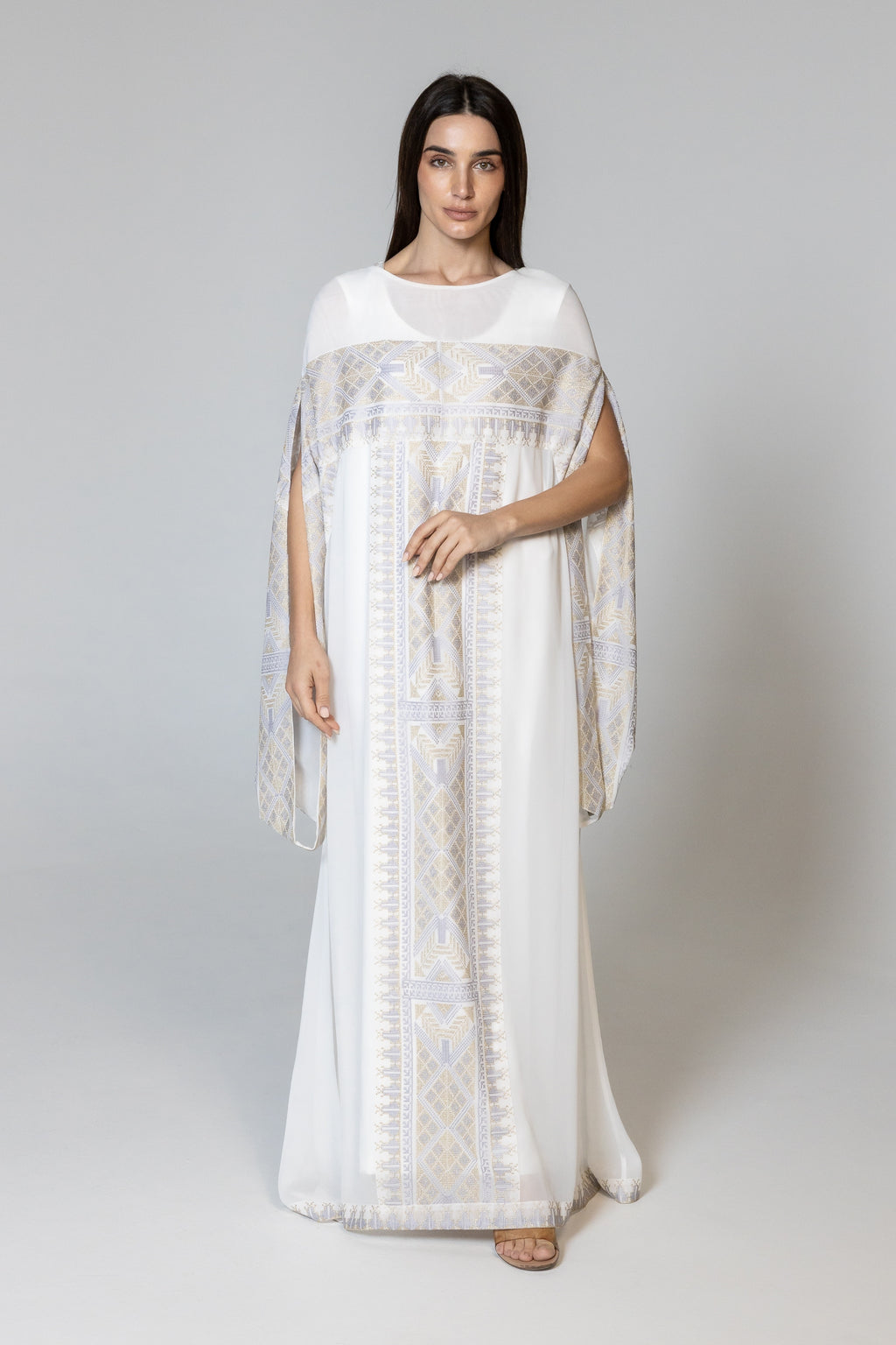 Ivory Kaftan with Embroidery Detailing