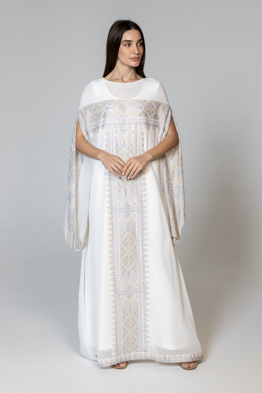 Ivory Kaftan with Embroidery Detailing