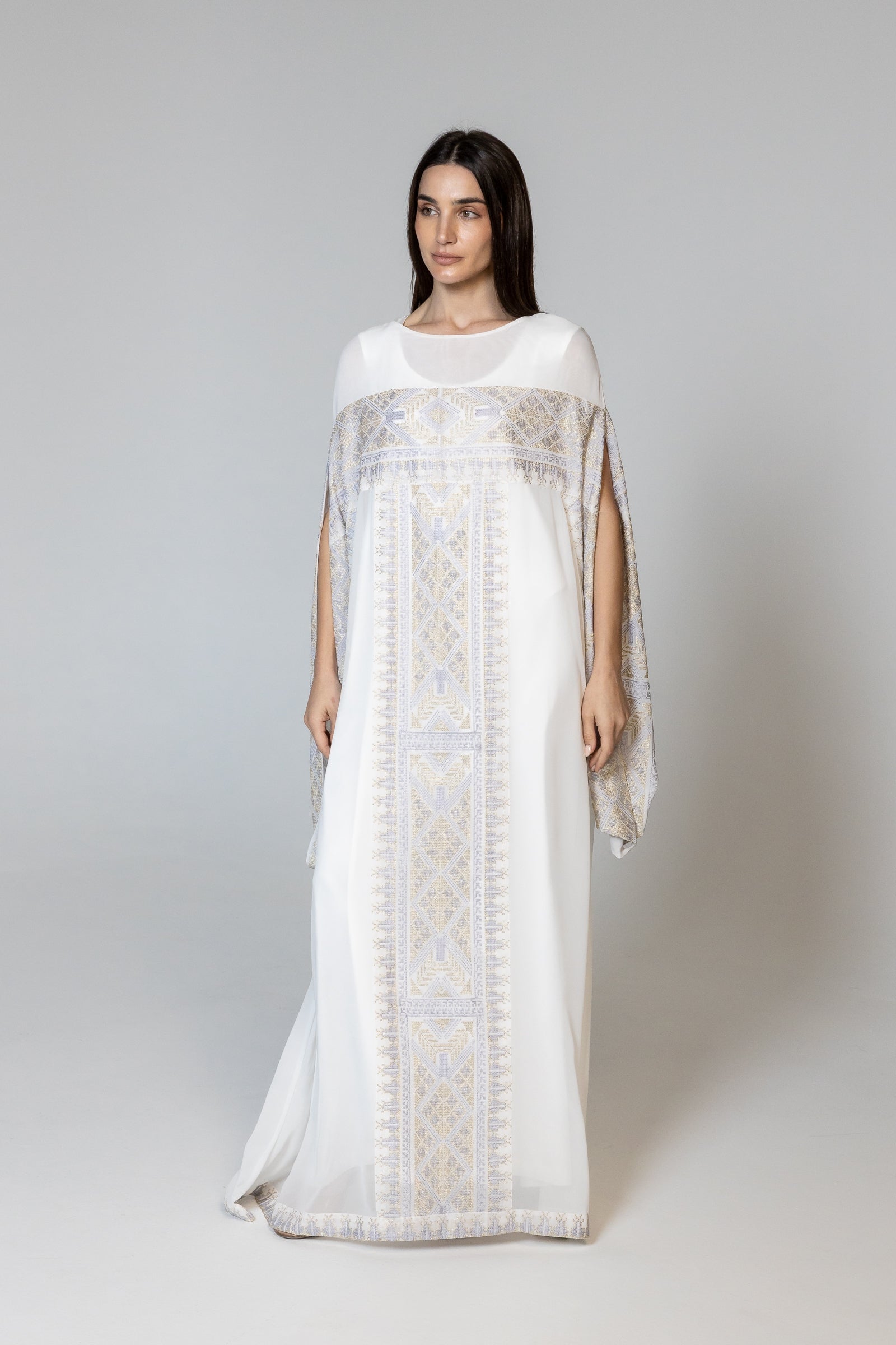Ivory Kaftan with Embroidery Detailing