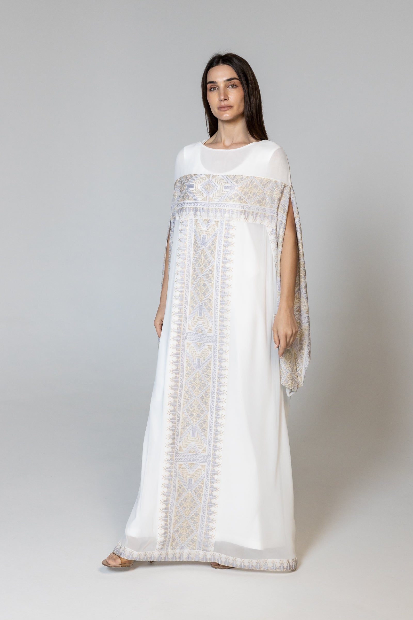 Ivory Kaftan with Embroidery Detailing