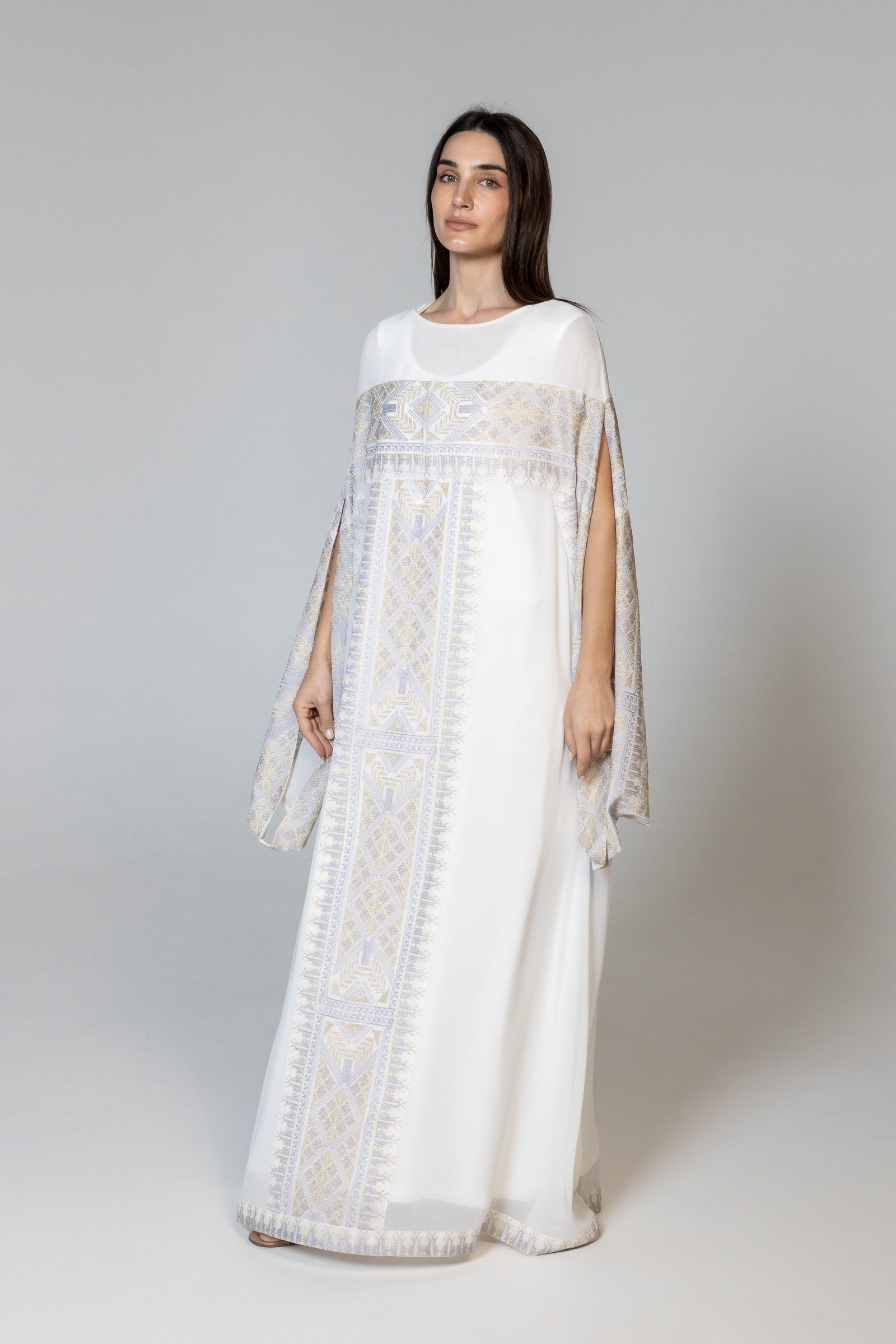 Ivory Kaftan with Embroidery Detailing