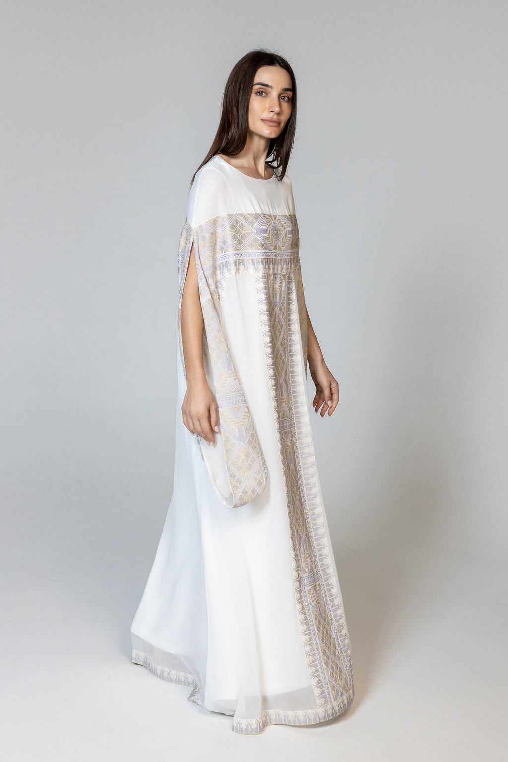 Ivory Kaftan with Embroidery Detailing