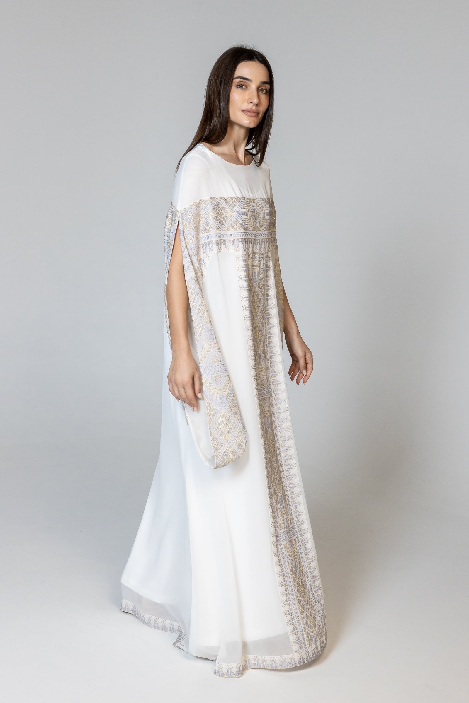 Ivory Kaftan with Embroidery Detailing