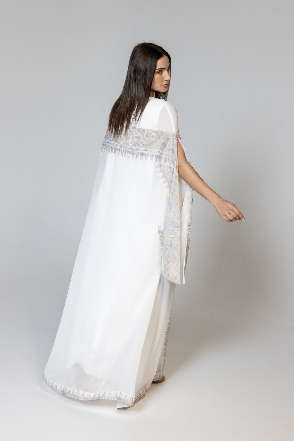 Ivory Kaftan with Embroidery Detailing