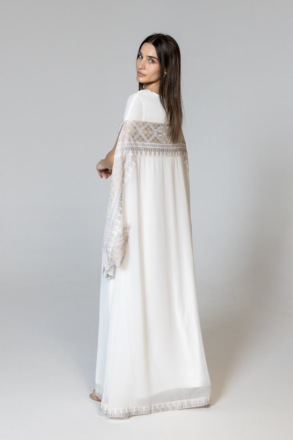 Ivory Kaftan with Embroidery Detailing