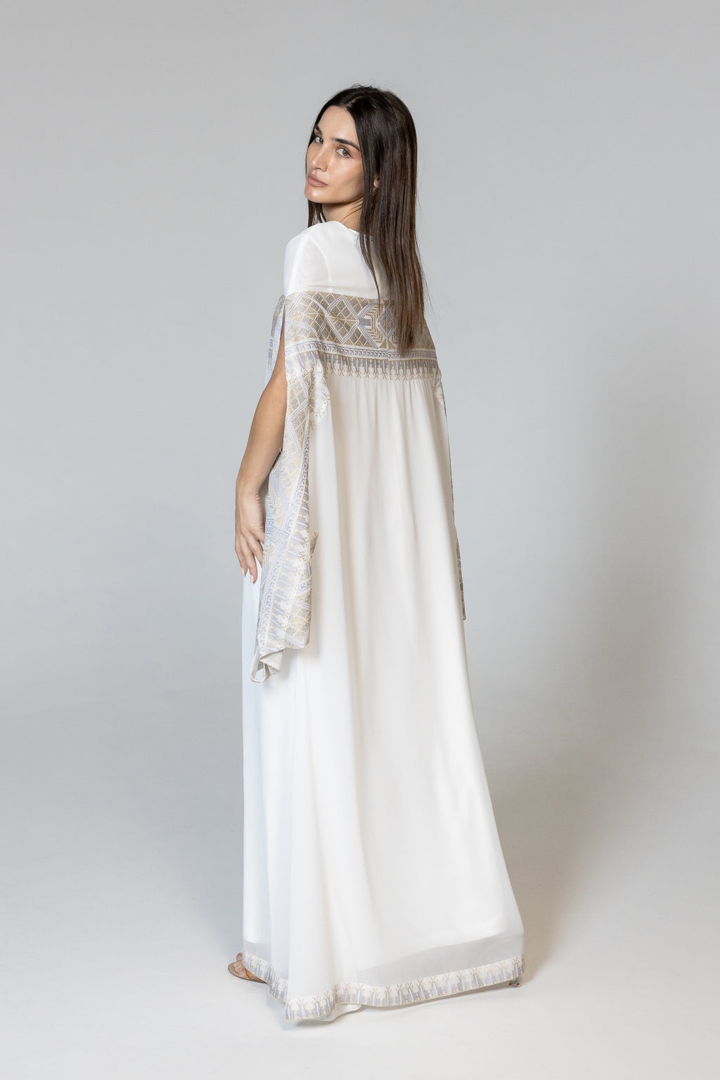 Ivory Kaftan with Embroidery Detailing