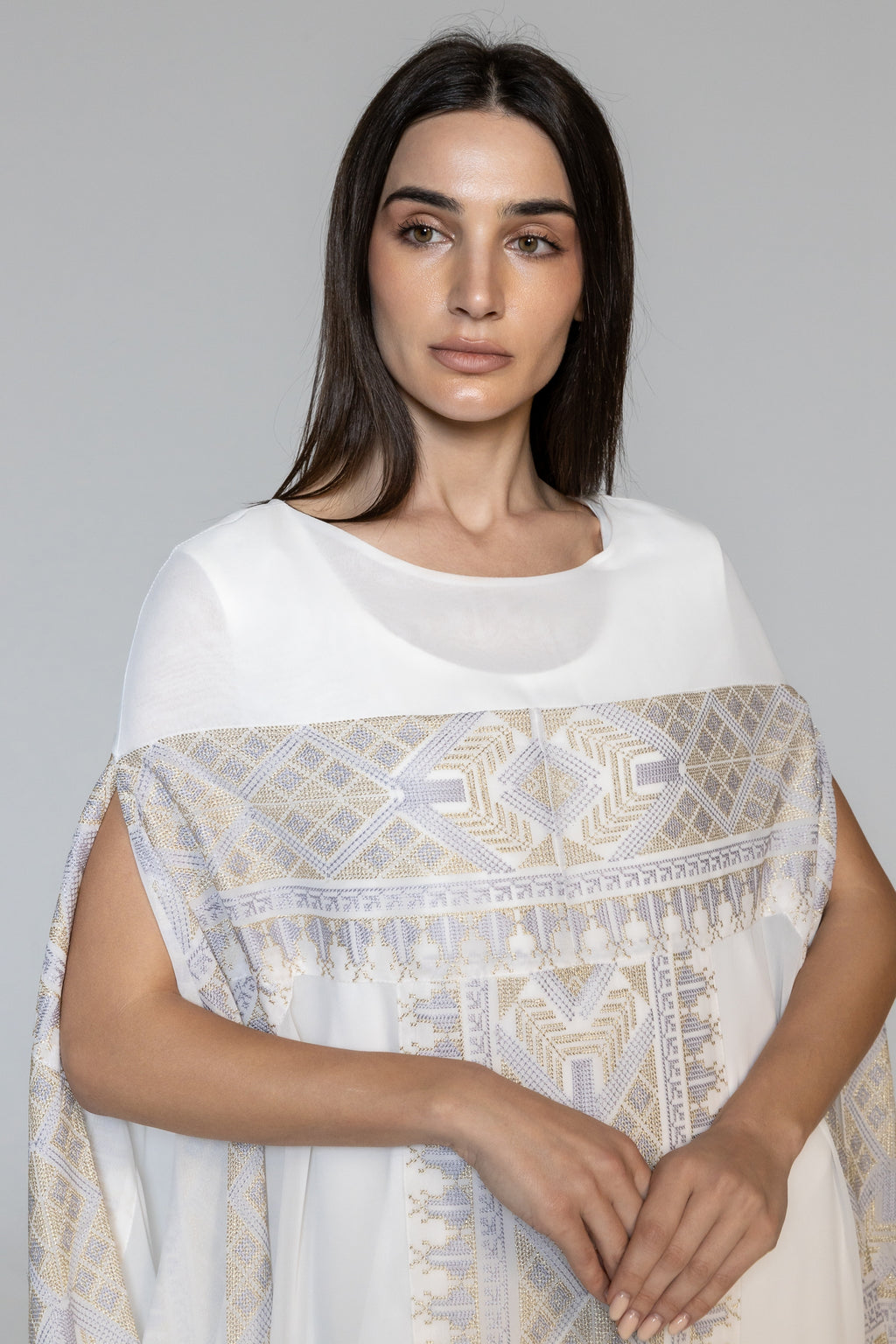 Ivory Kaftan with Embroidery Detailing