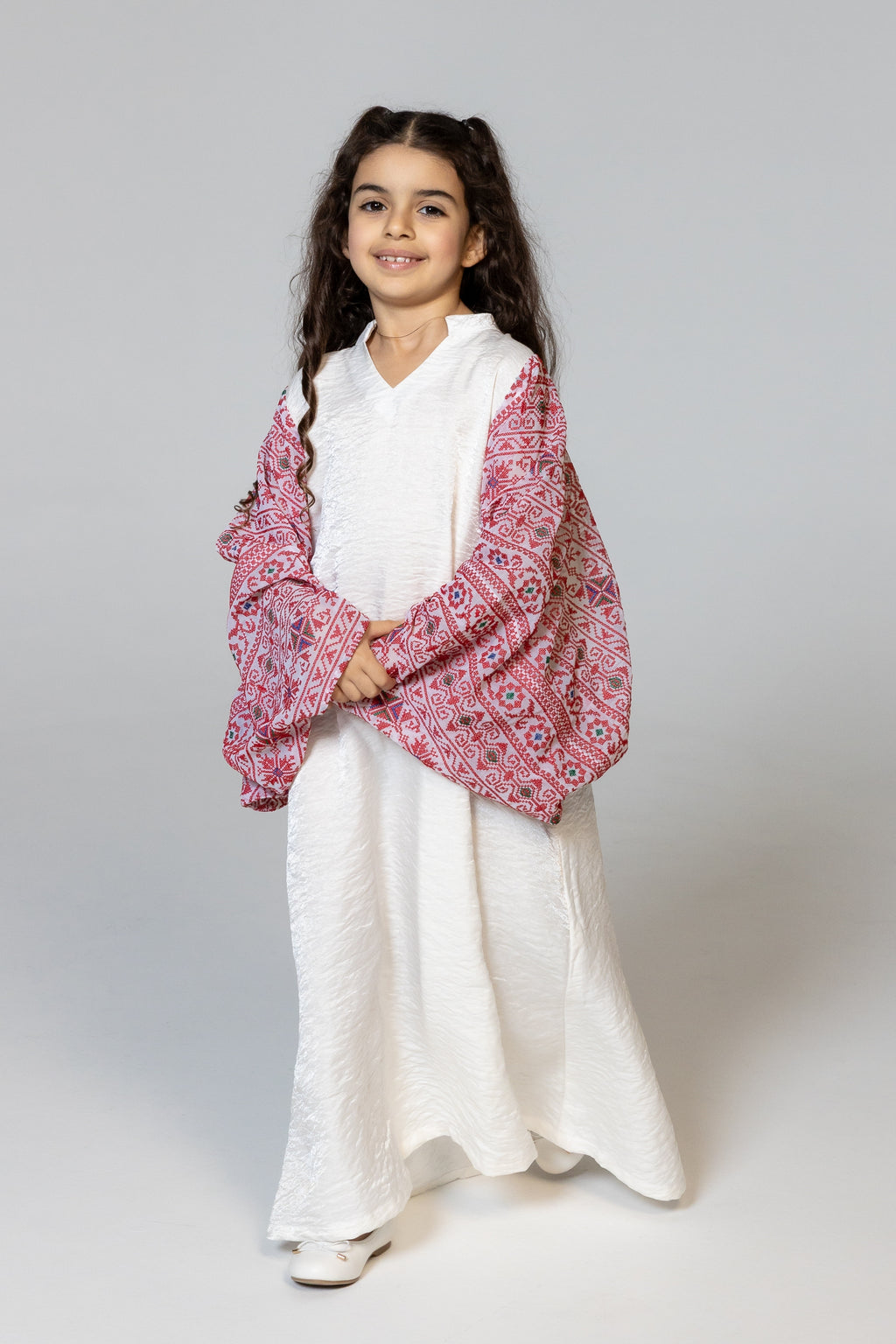 Kids Dress with Embellished Sleeves