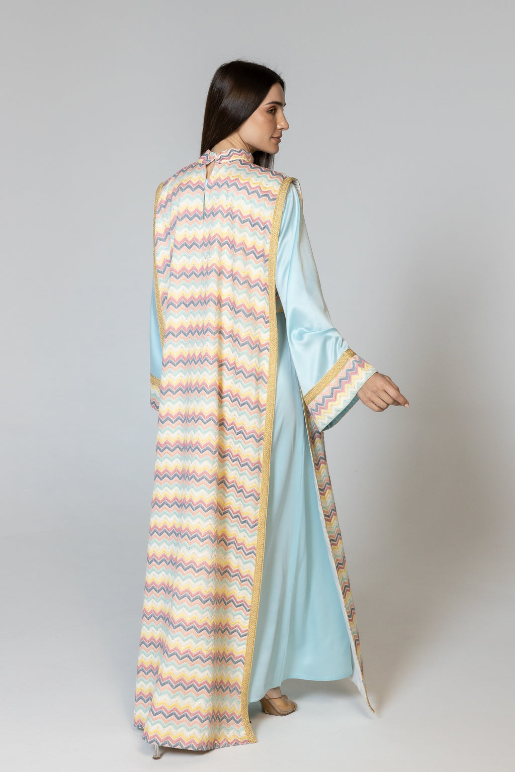 Blue Kaftan with Multicolor Overlay