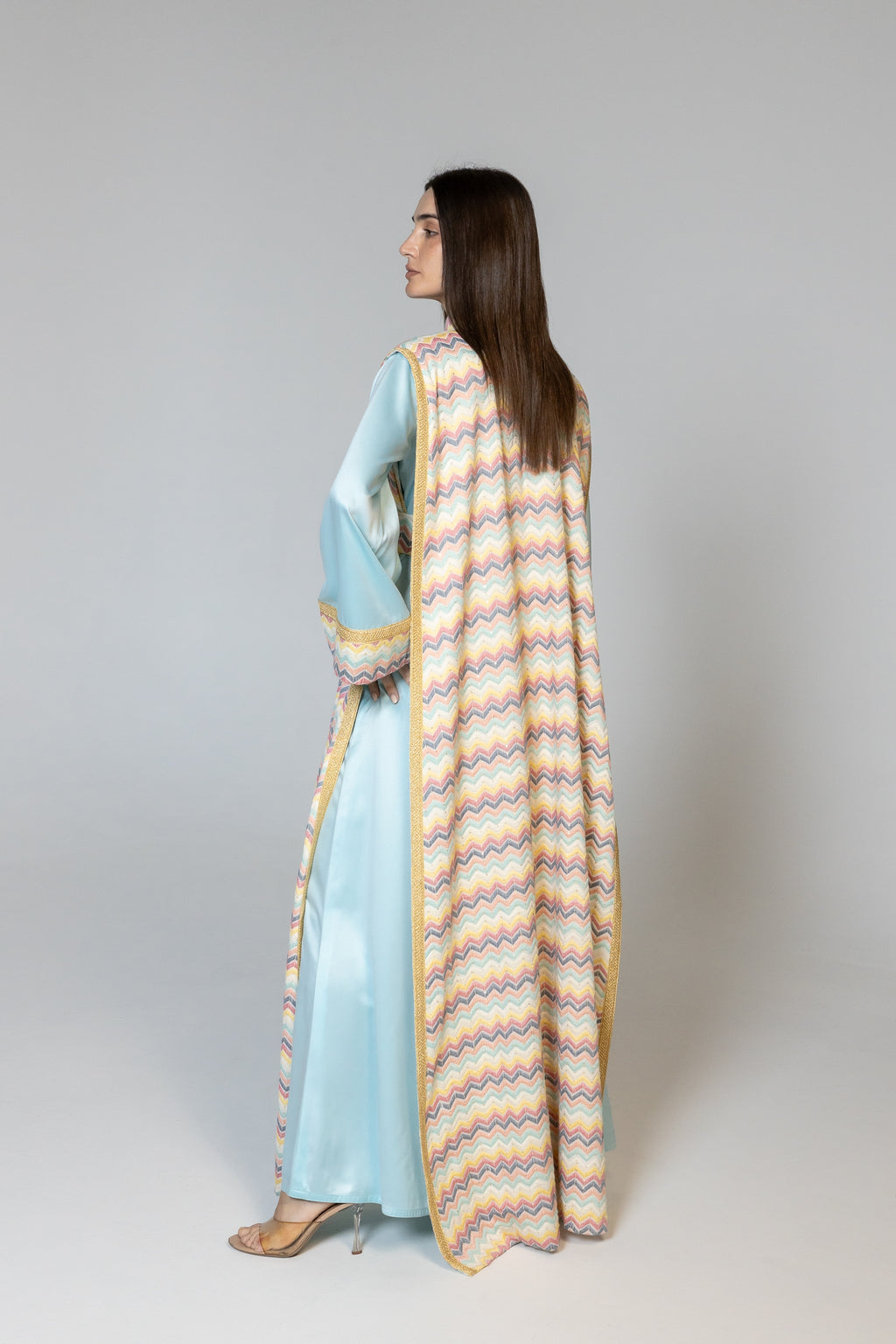 Blue Kaftan with Multicolor Overlay