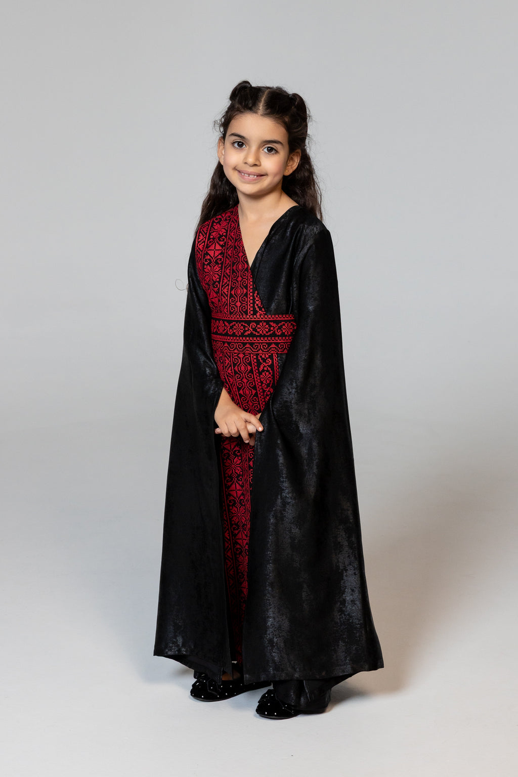Kids Black Wrap Abaya