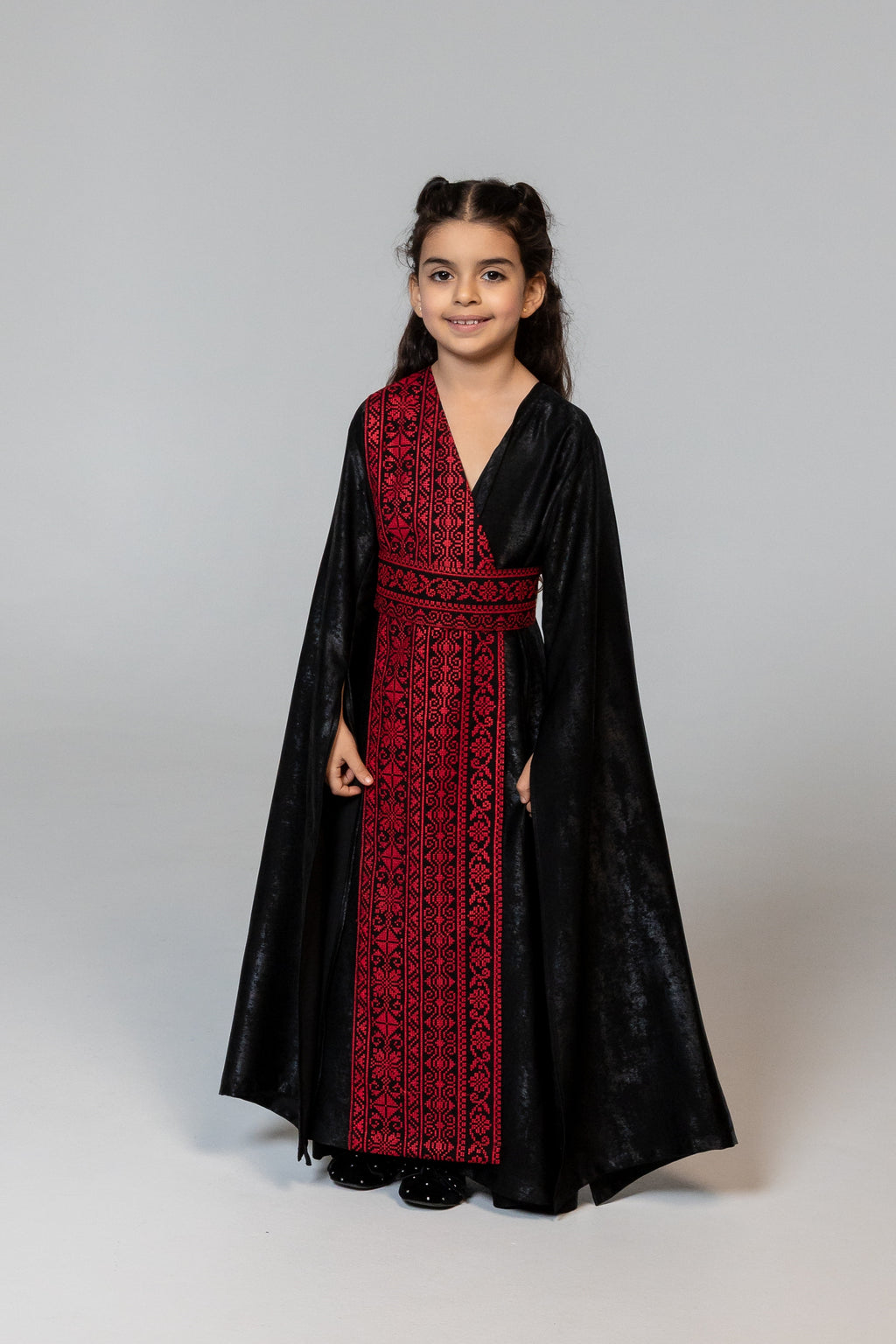 Kids Black Wrap Abaya