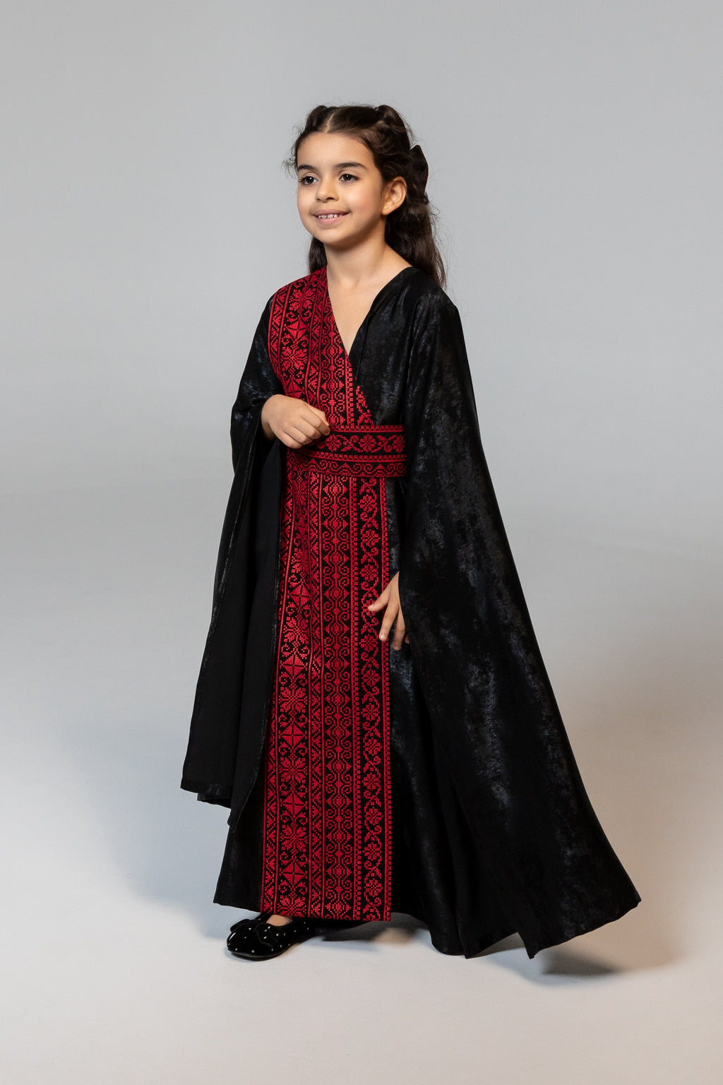 Kids Black Wrap Abaya